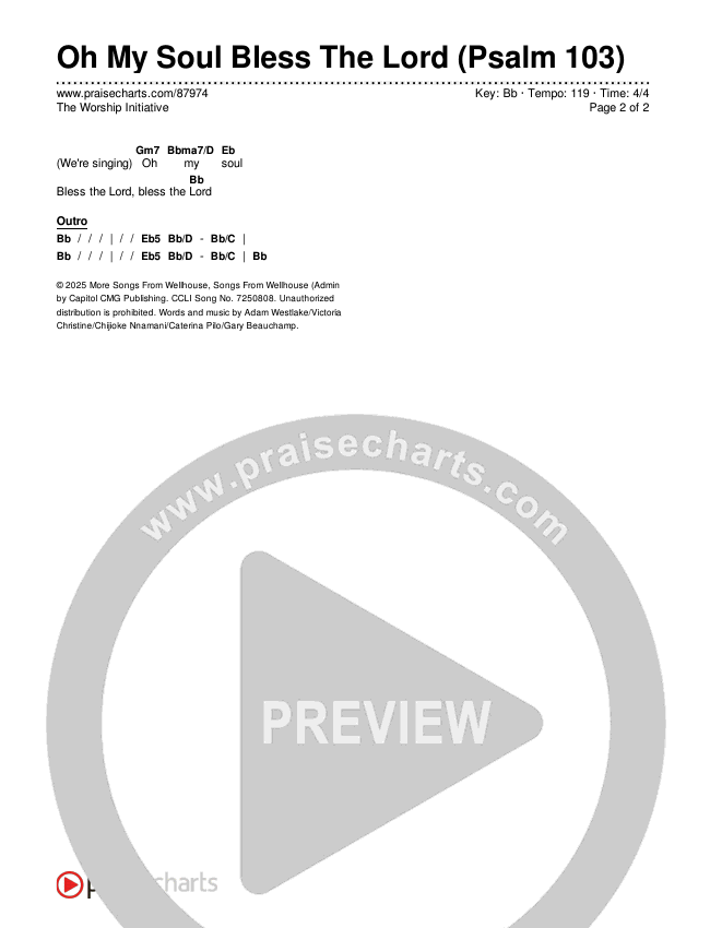 Oh My Soul Bless The Lord (Psalm 103) Chords & Lyrics (The Worship Initiative)