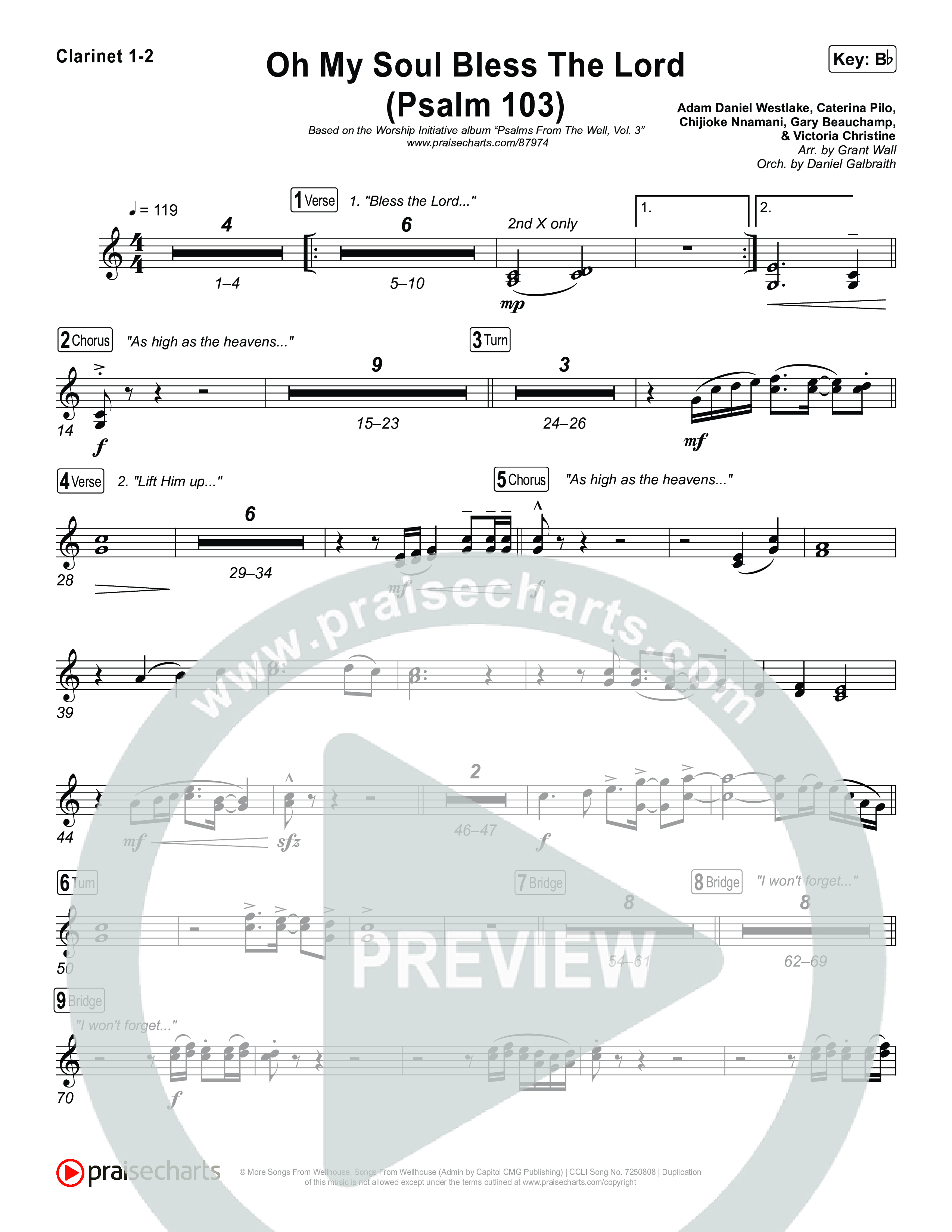 Oh My Soul Bless The Lord (Psalm 103) Clarinet 1,2 (The Worship Initiative)