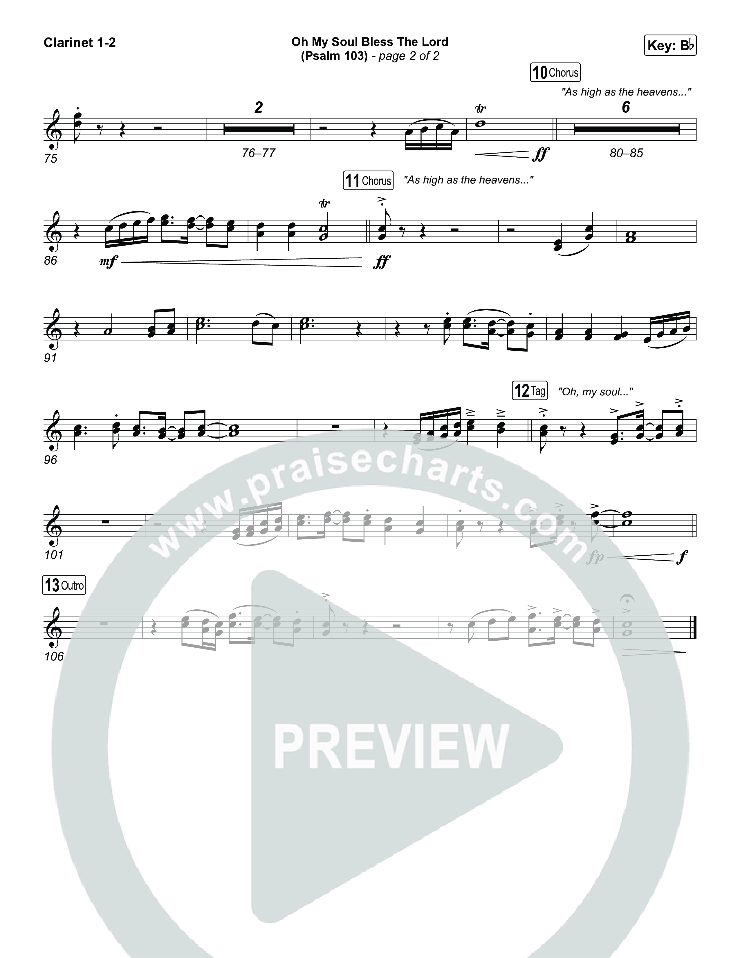 Oh My Soul Bless The Lord (Psalm 103) Clarinet 1,2 (The Worship Initiative)