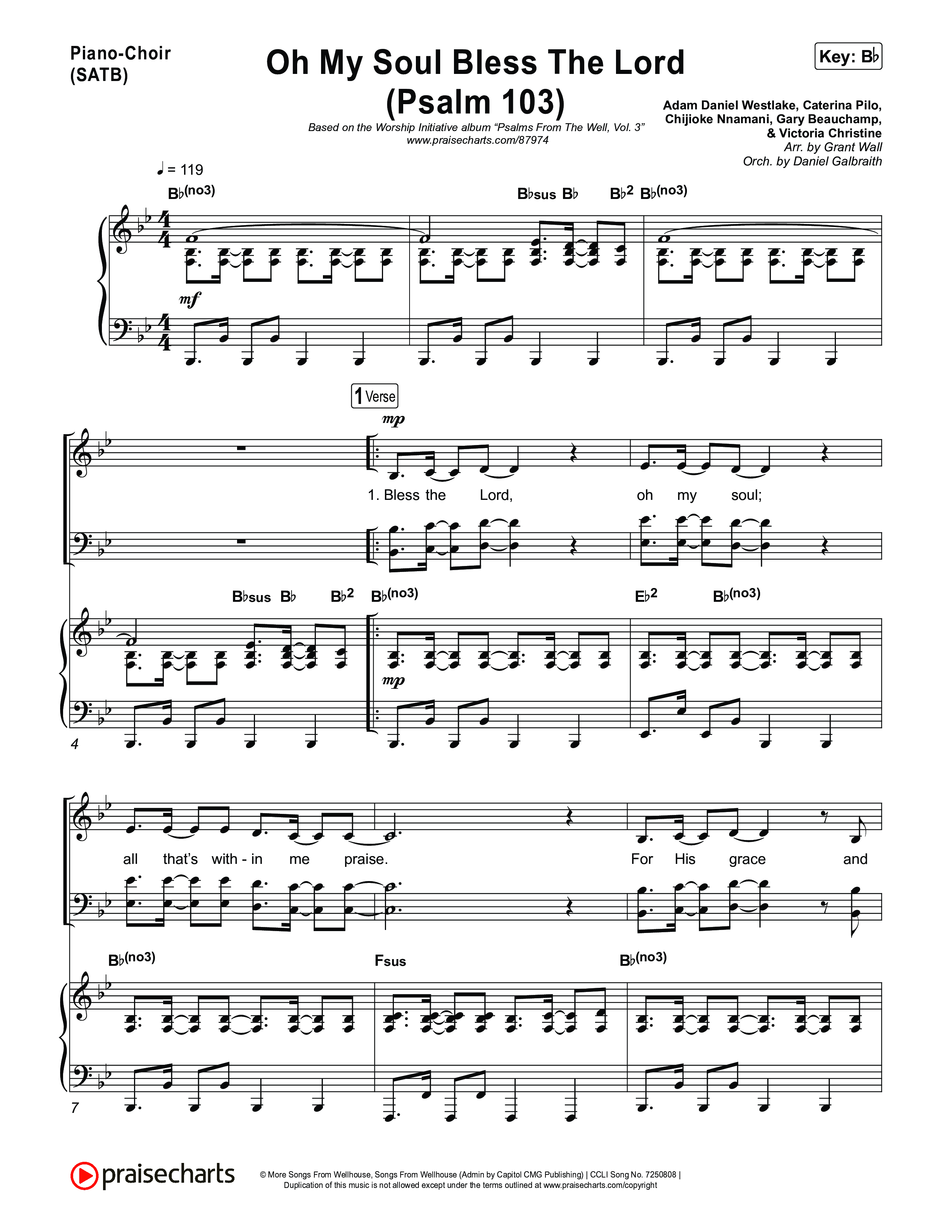 Oh My Soul Bless The Lord (Psalm 103) Piano/Vocal (SATB) (The Worship Initiative)