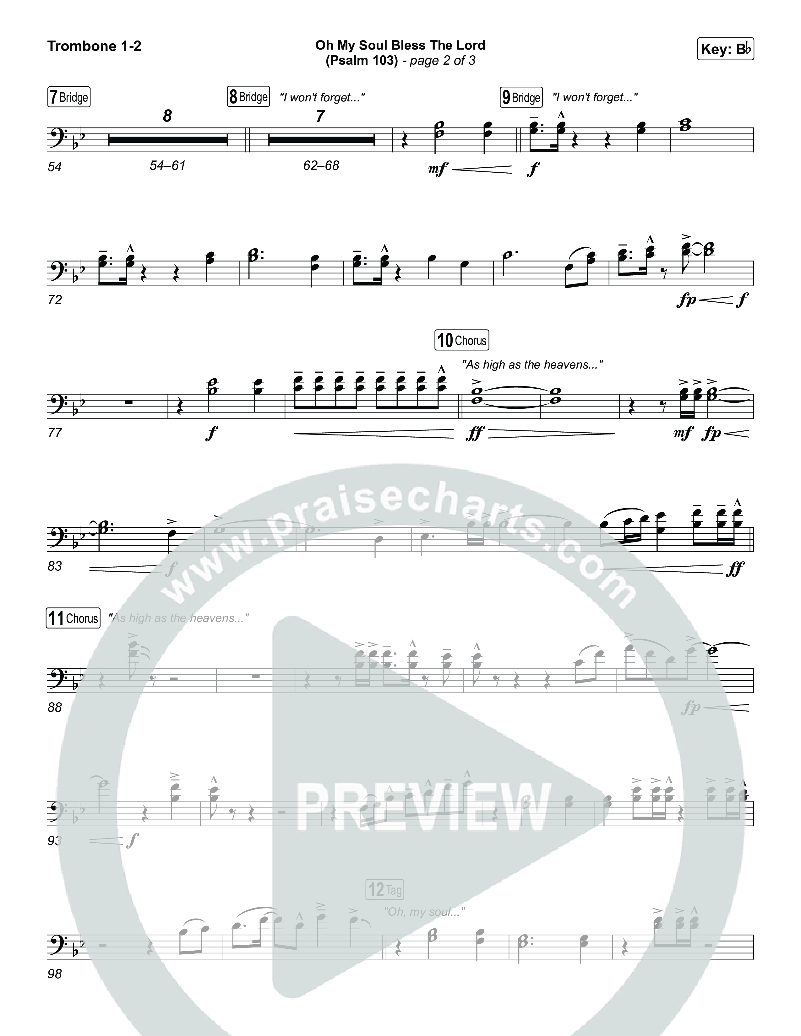 Oh My Soul Bless The Lord (Psalm 103) Trombone 1,2 (The Worship Initiative)