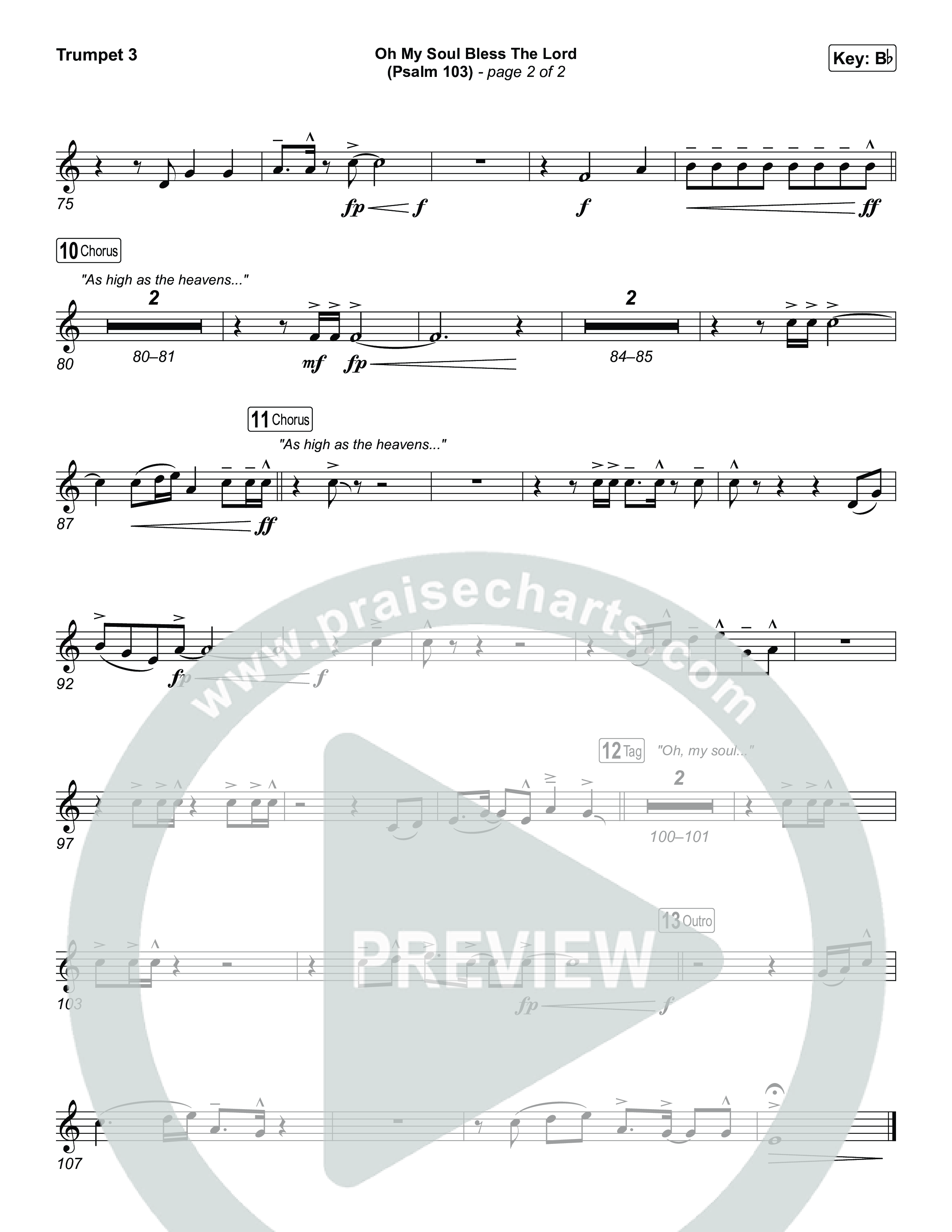 Oh My Soul Bless The Lord (Psalm 103) Trumpet 3 (The Worship Initiative)