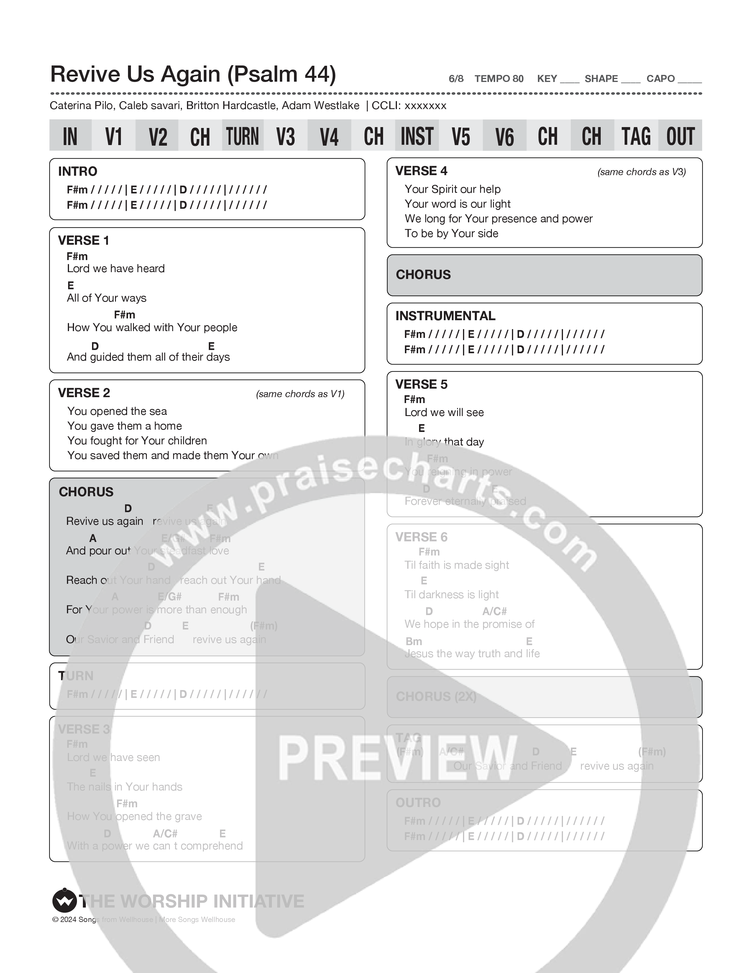 Revive Us Again (Psalm 44) Chord Chart (The Worship Initiative)