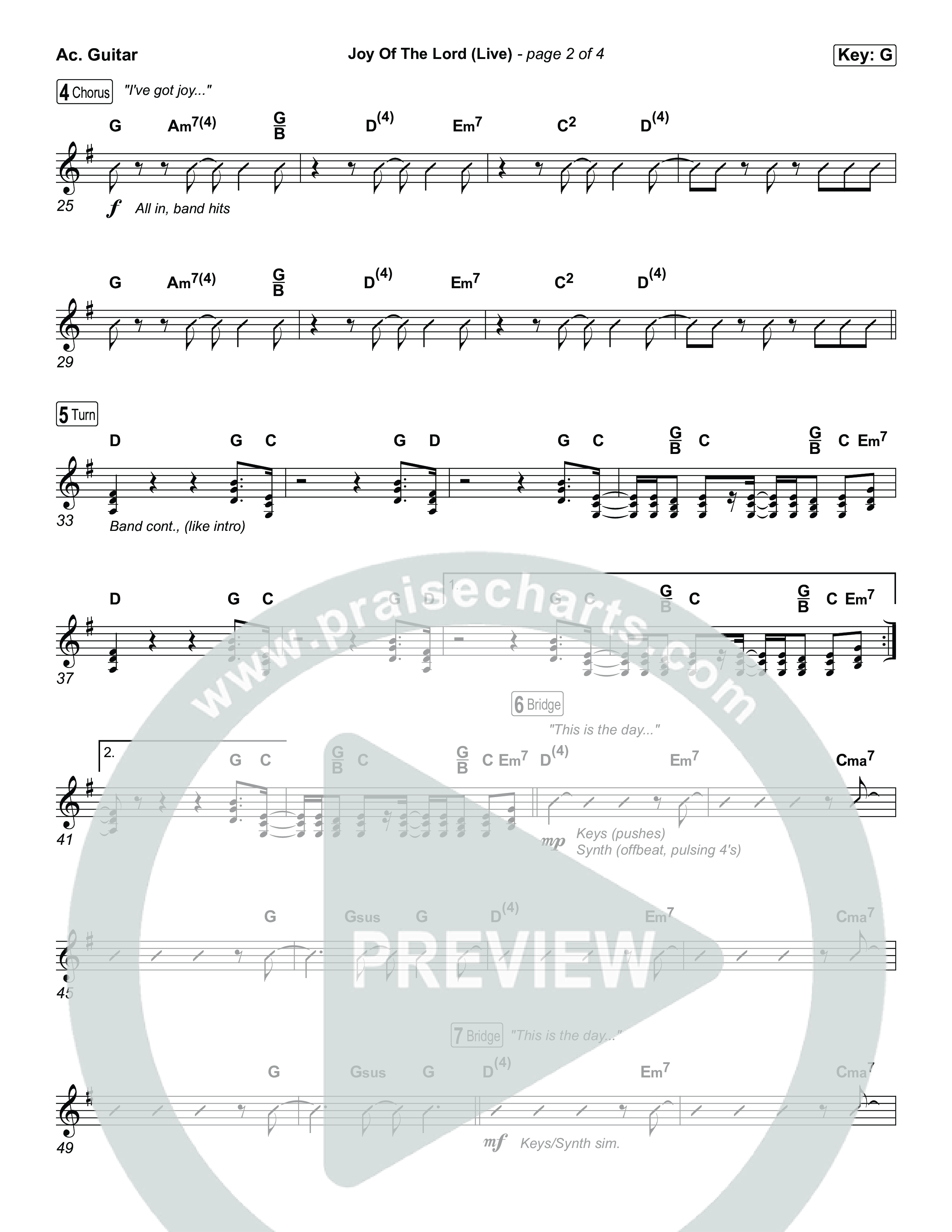 Joy Of The Lord (Live) Acoustic Guitar (Planetshakers)