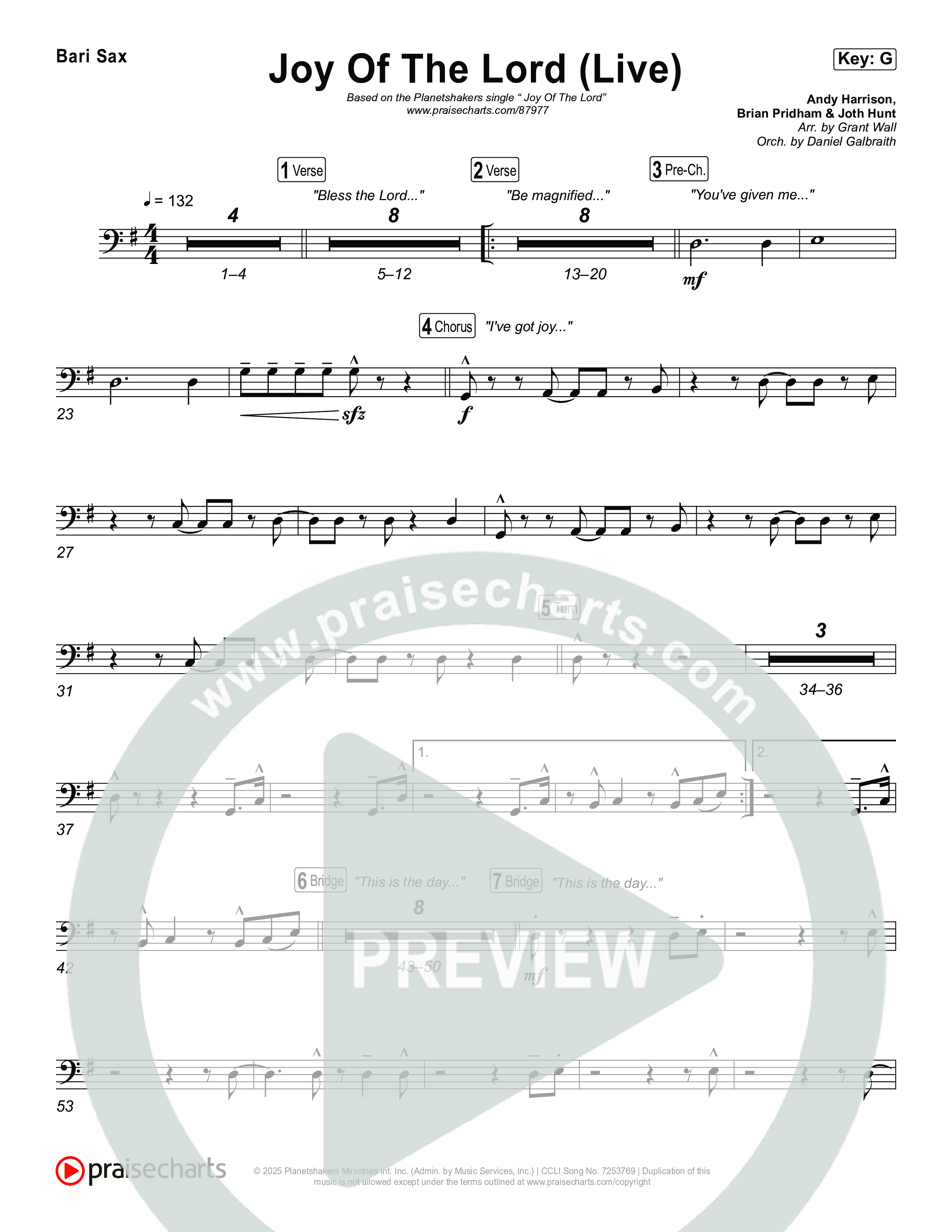 Joy Of The Lord (Live) Bari Sax (Planetshakers)