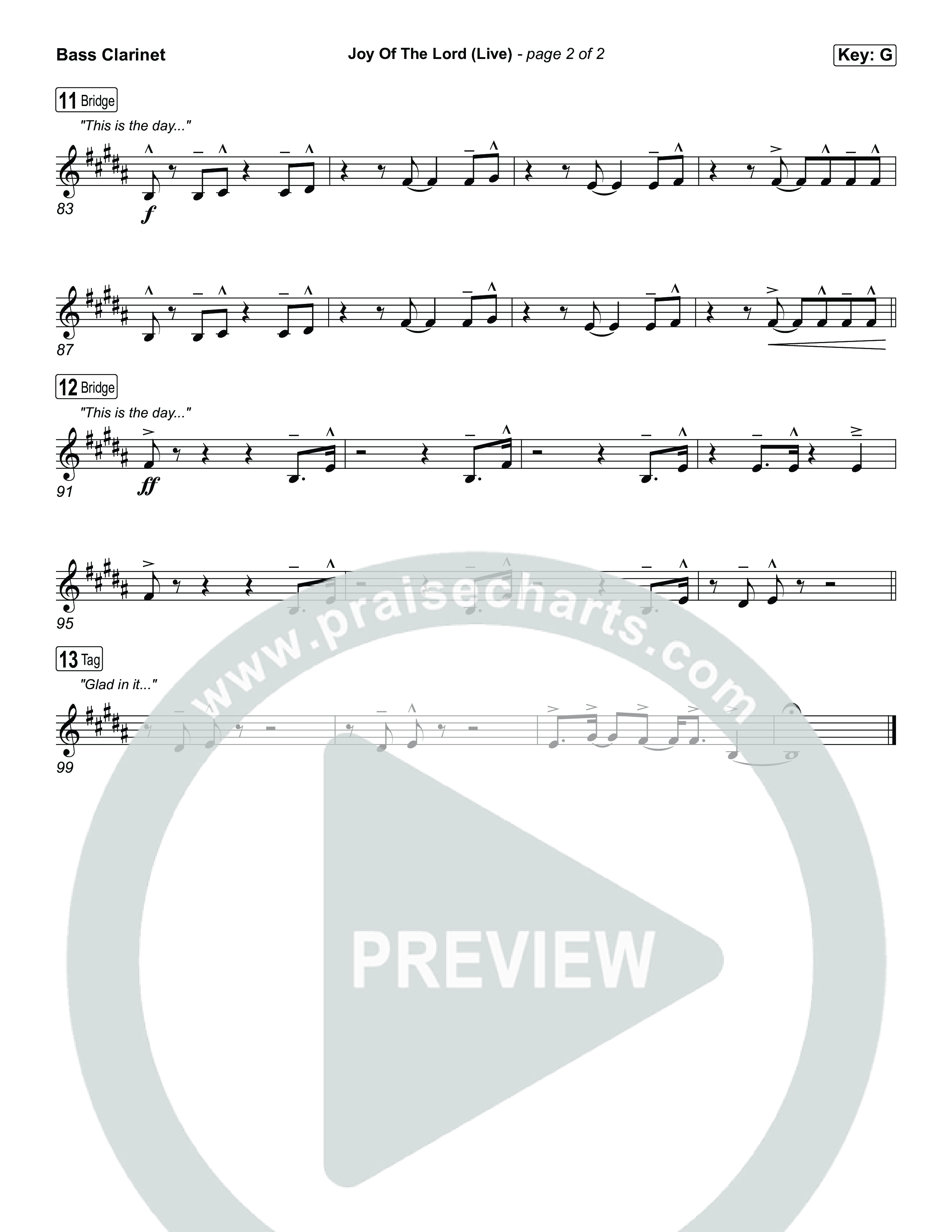 Joy Of The Lord (Live) Bass Clarinet (Planetshakers)