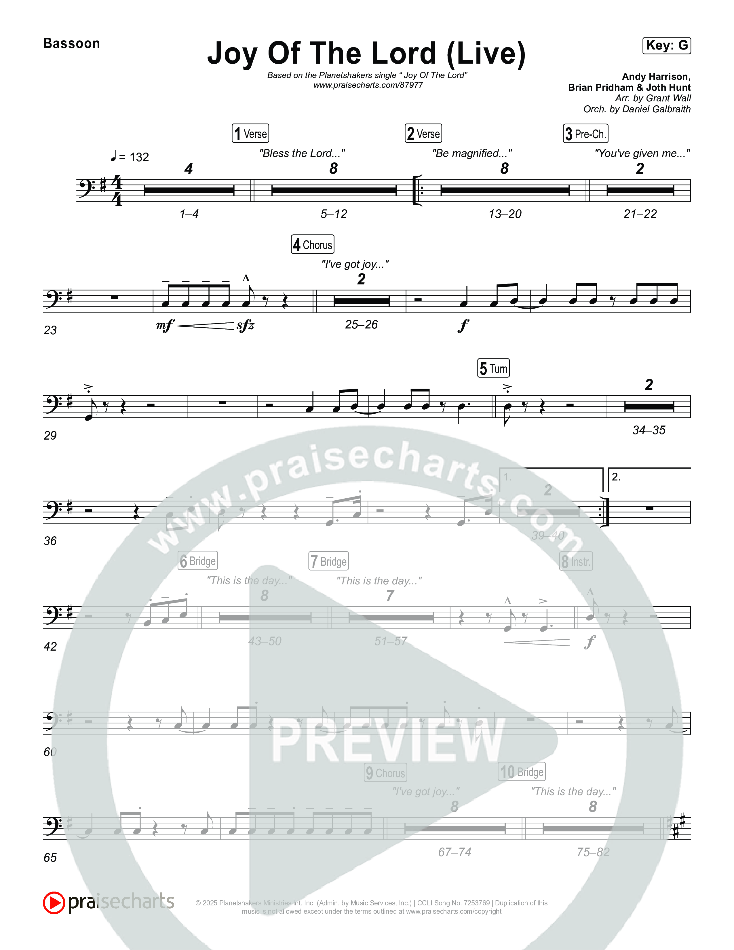 Joy Of The Lord (Live) Bassoon (Planetshakers)