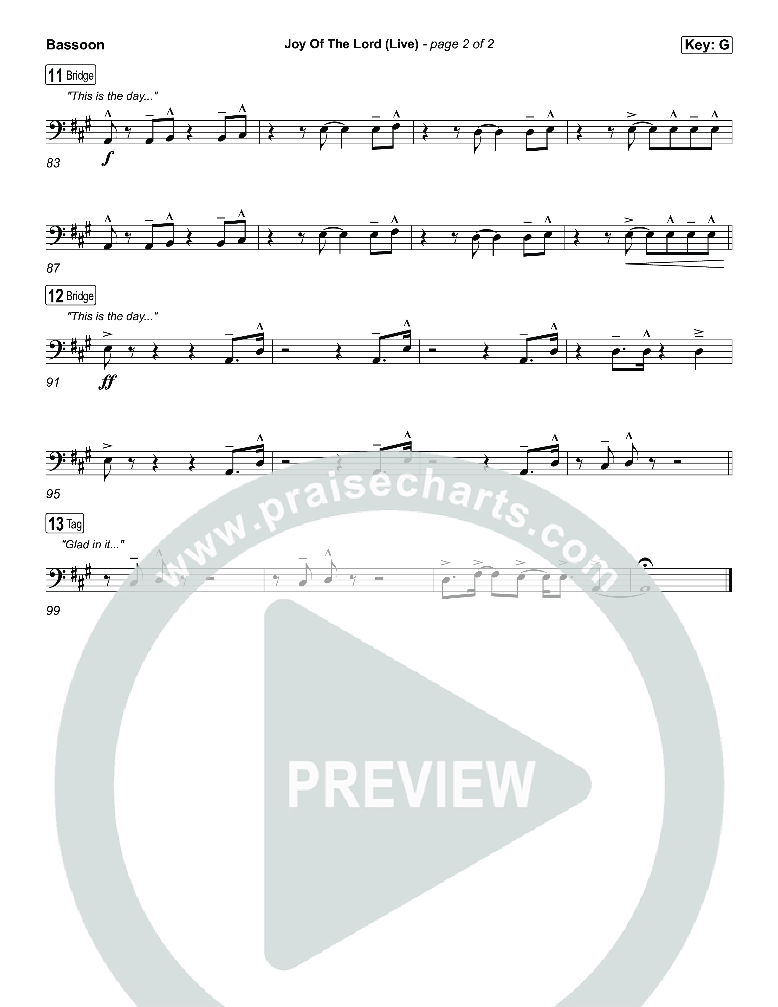 Joy Of The Lord (Live) Bassoon (Planetshakers)