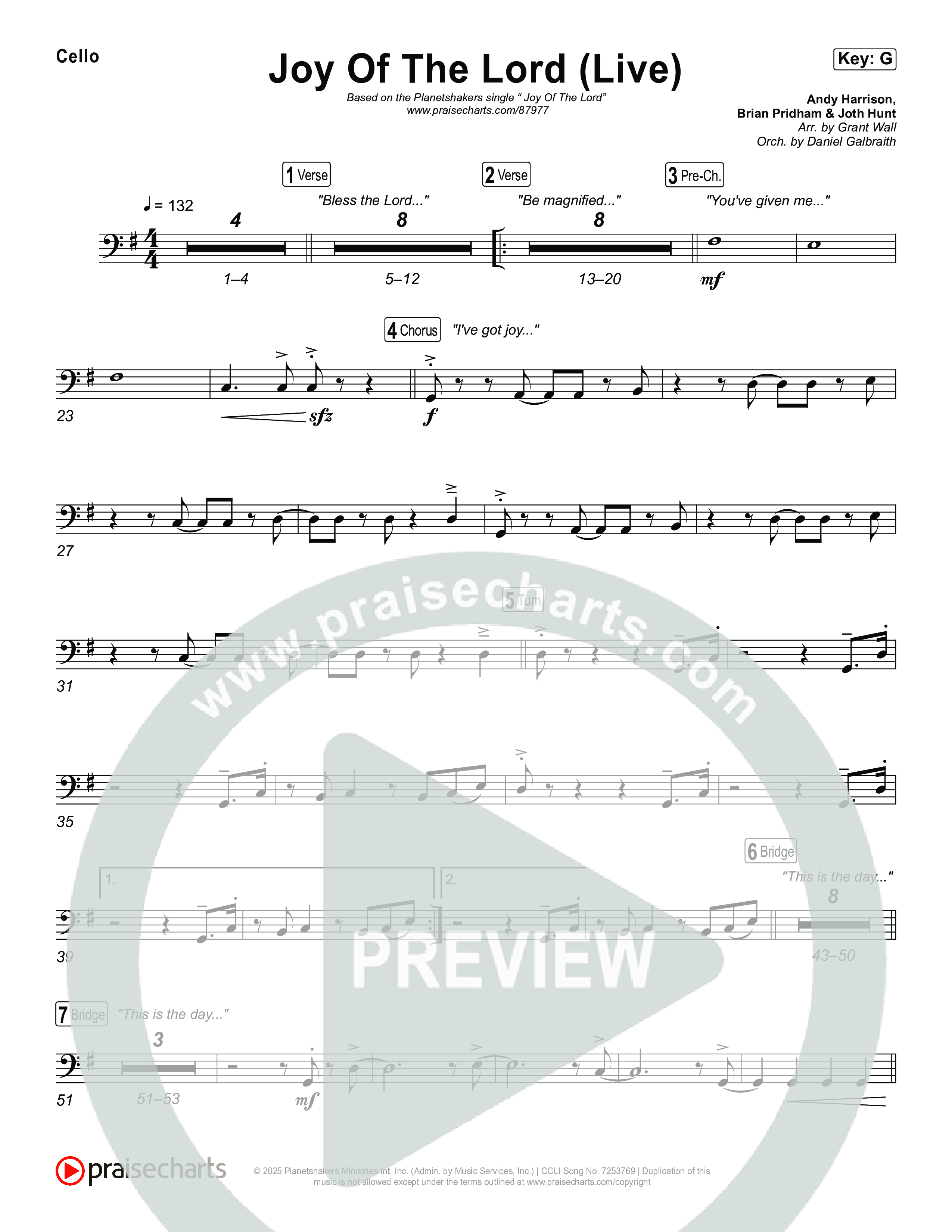 Joy Of The Lord (Live) Cello (Planetshakers)