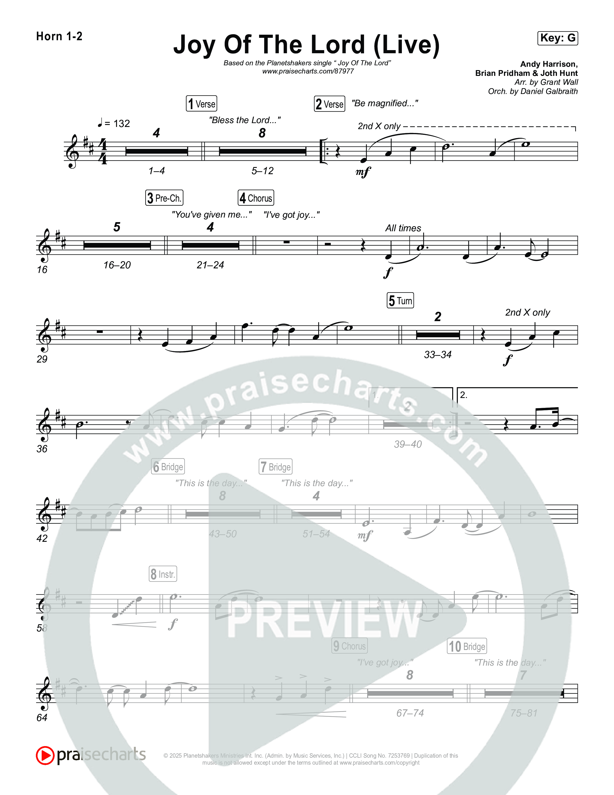 Joy Of The Lord (Live) French Horn 1,2 (Planetshakers)