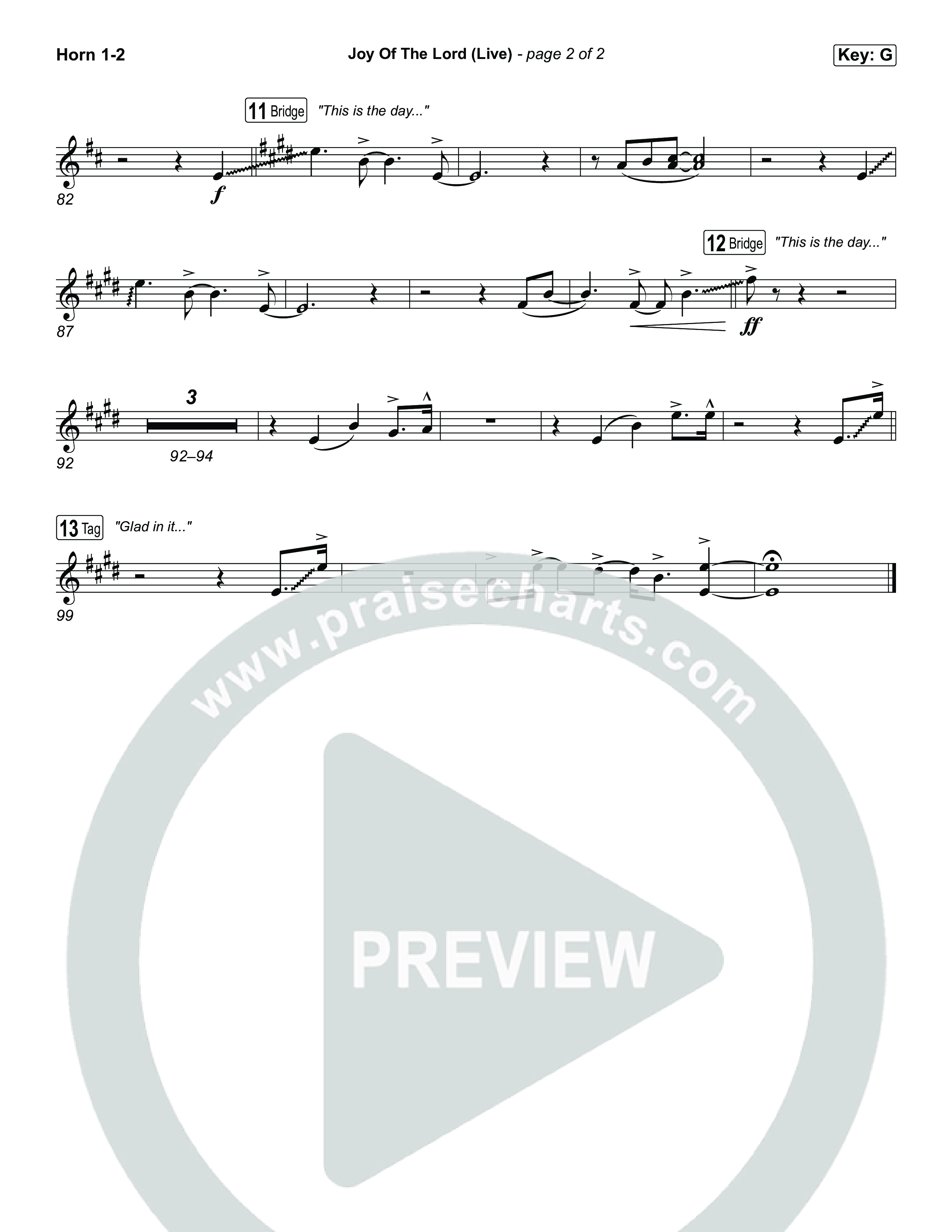 Joy Of The Lord (Live) French Horn 1,2 (Planetshakers)