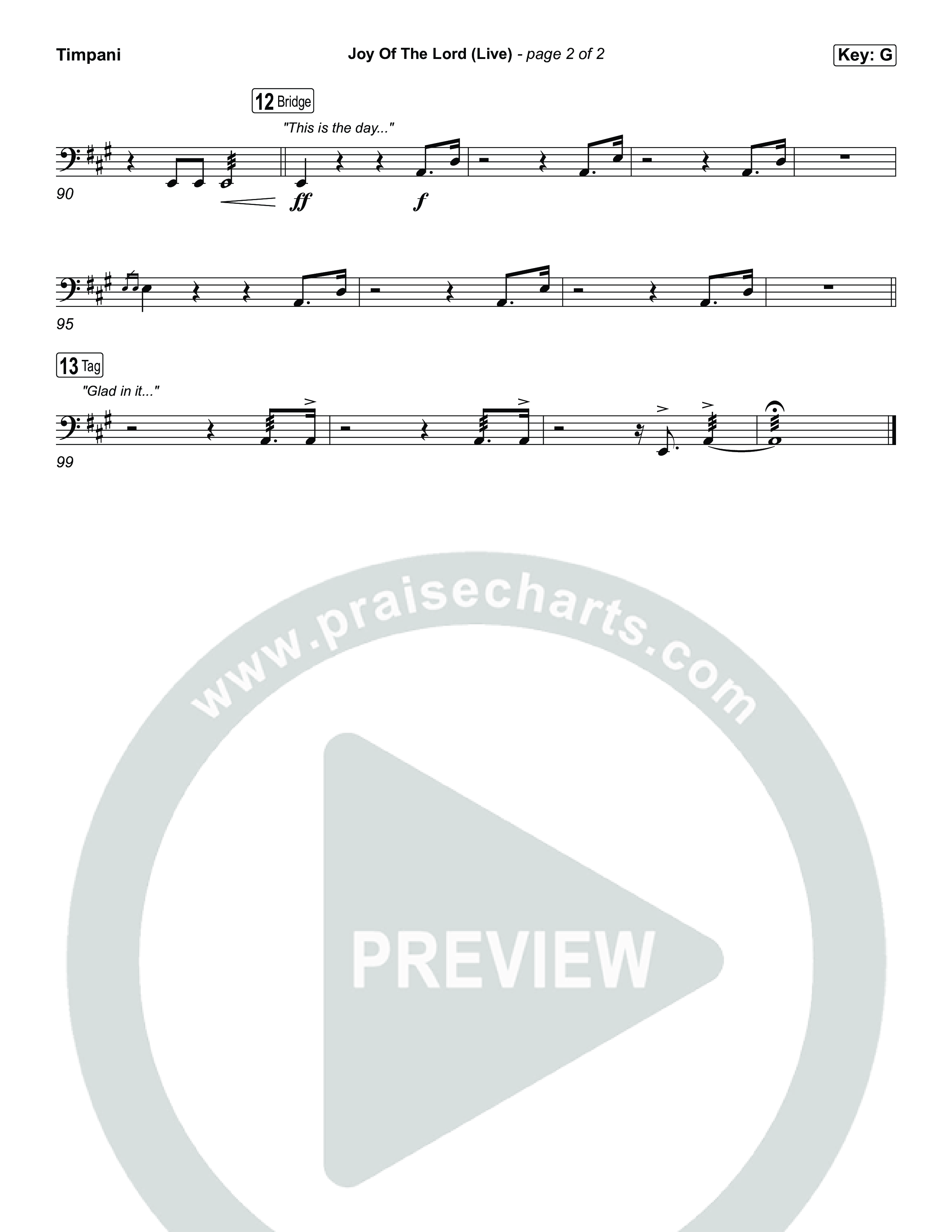 Joy Of The Lord (Live) Timpani (Planetshakers)