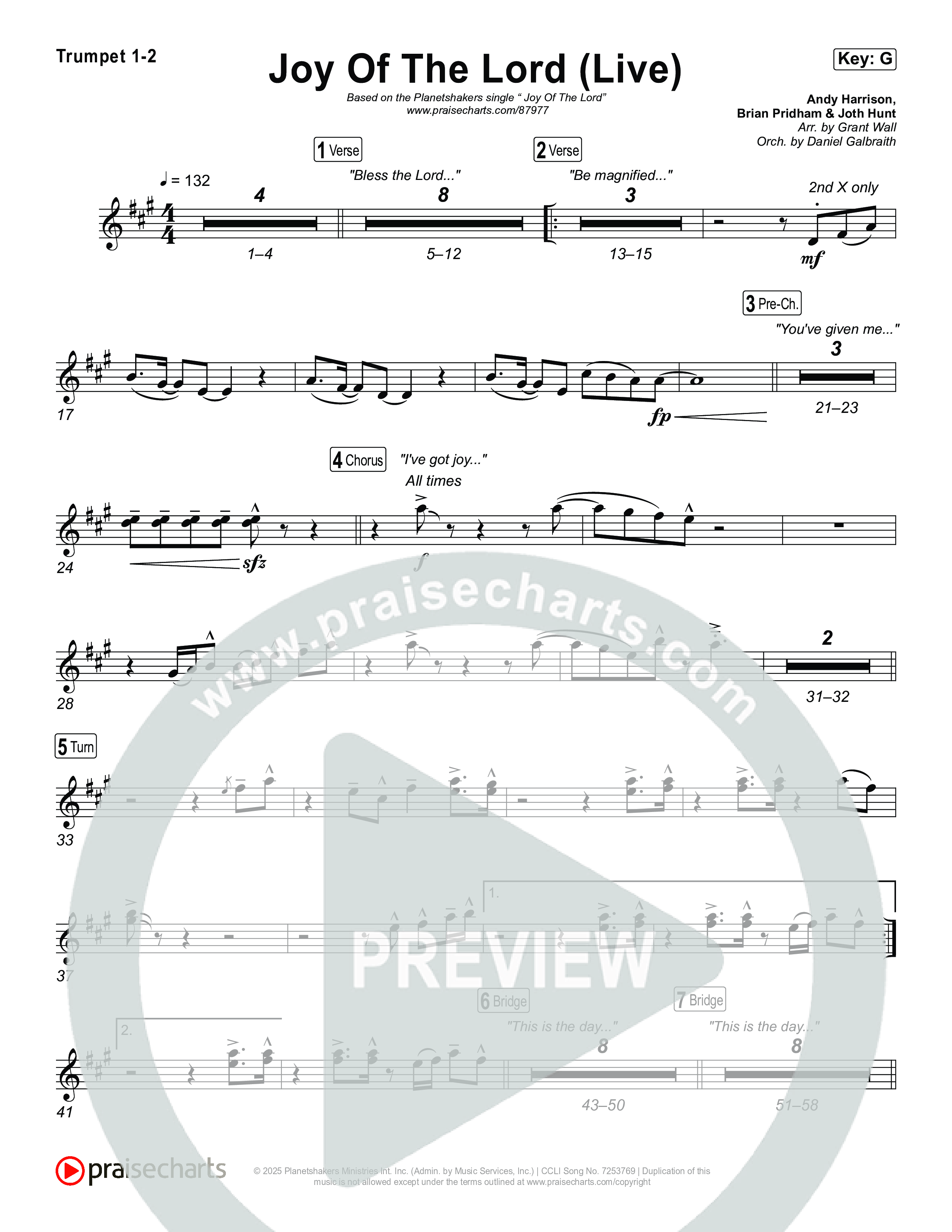 Joy Of The Lord (Live) Trumpet 1,2 (Planetshakers)