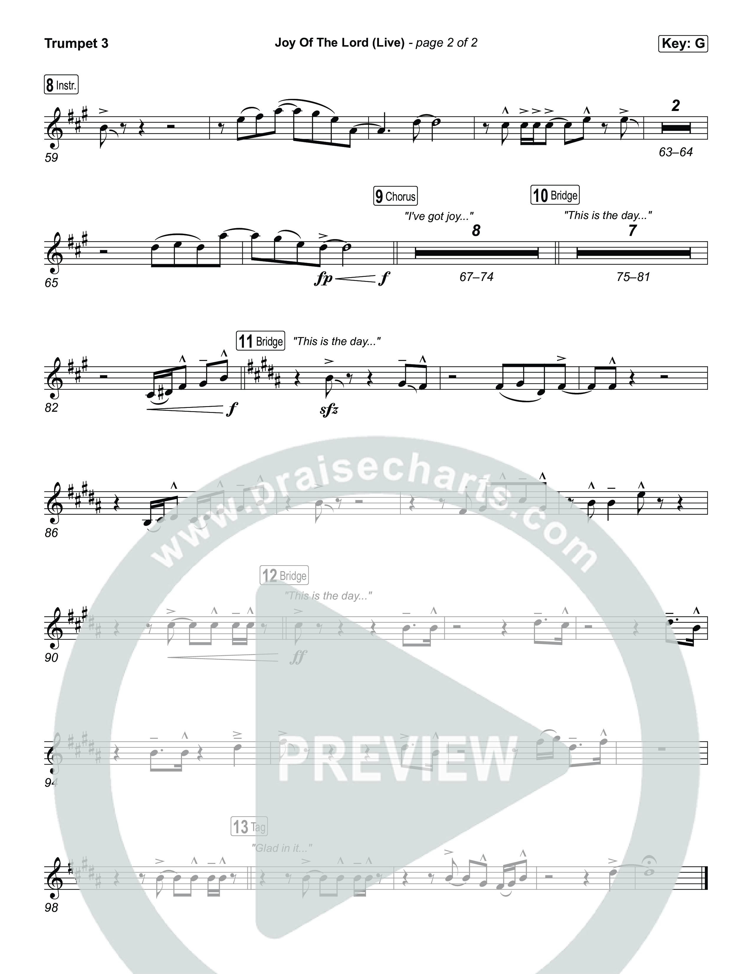 Joy Of The Lord (Live) Trumpet 3 (Planetshakers)