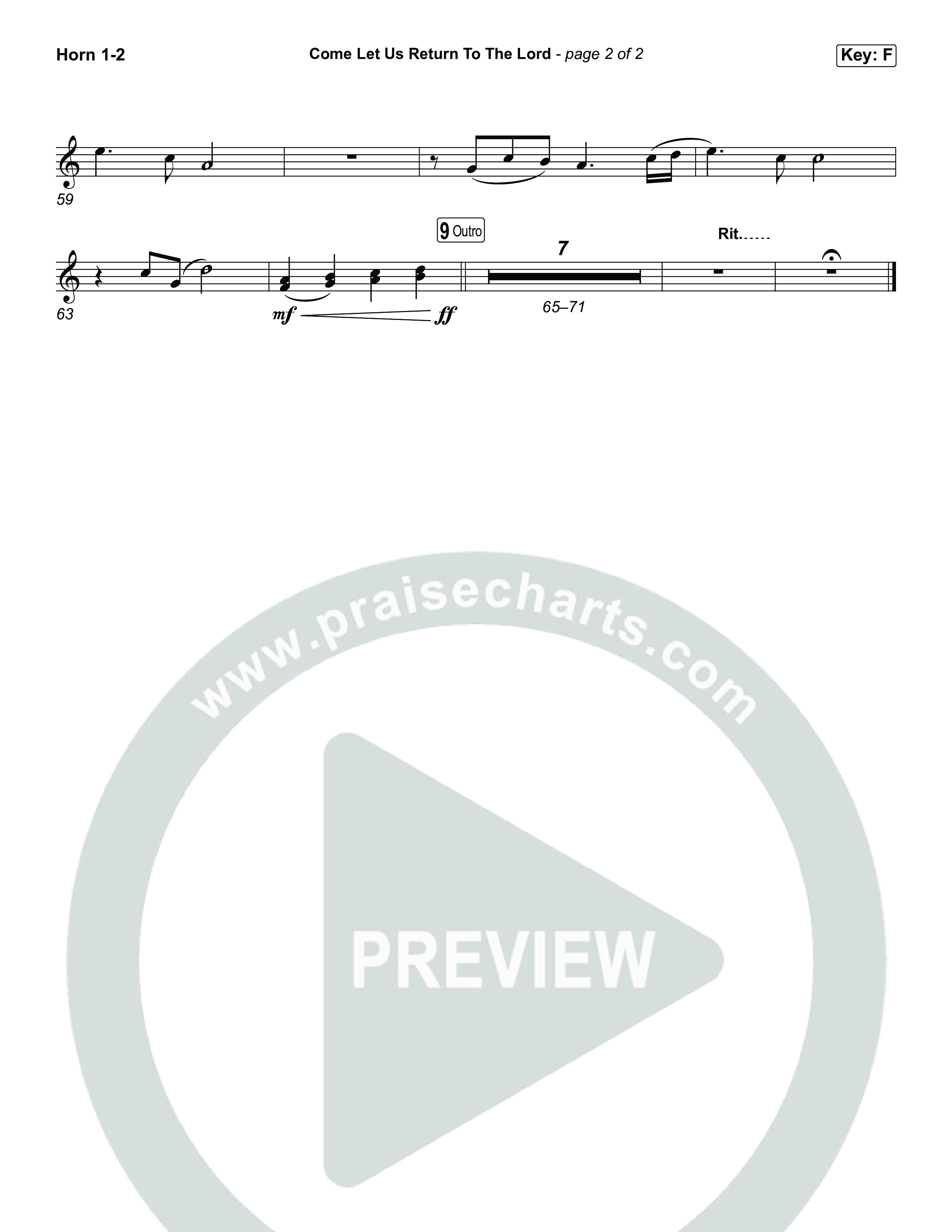 Come Let Us Return To The Lord French Horn 1,2 (Matt Papa / Matt Boswell / Cochren & Co)