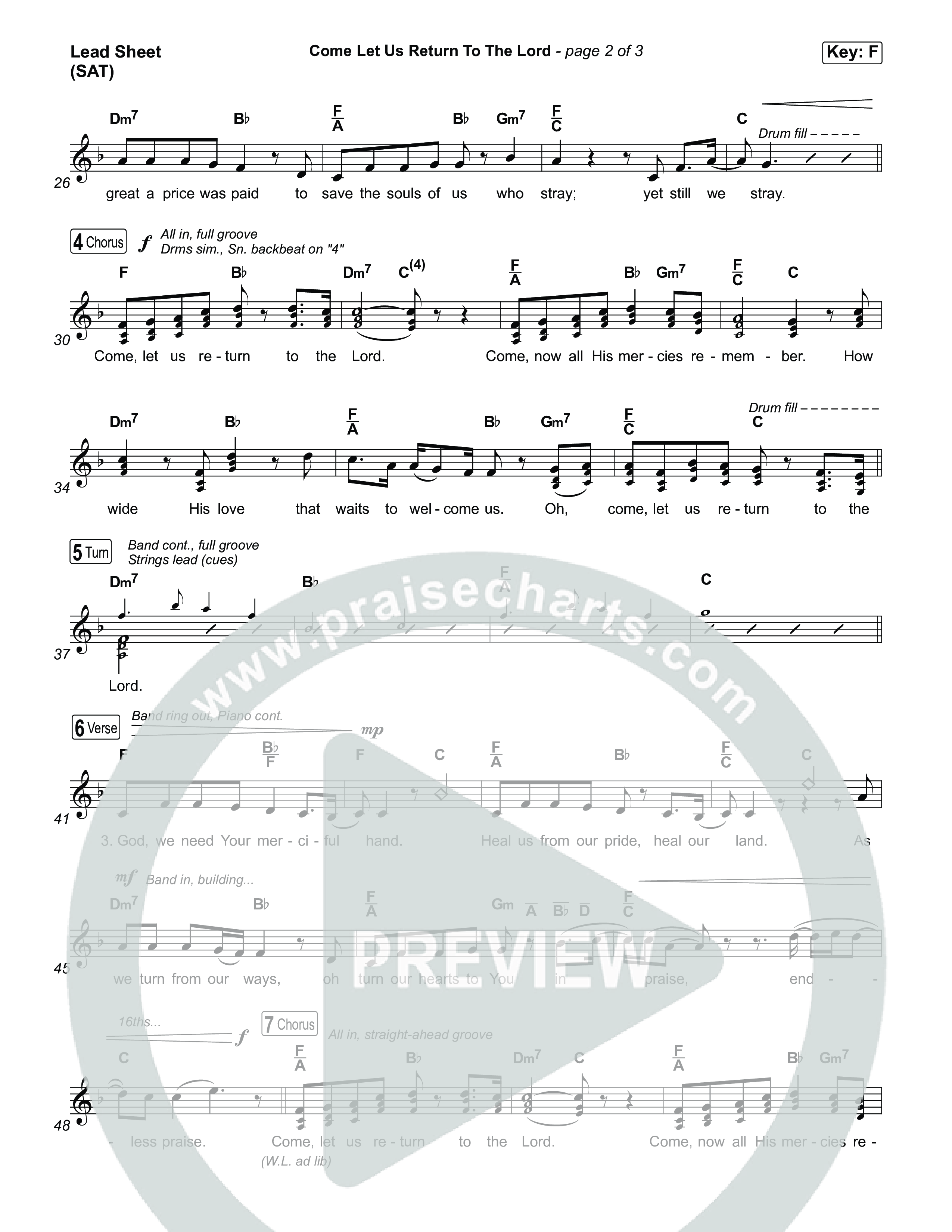 Come Let Us Return To The Lord Lead Sheet (SAT) (Matt Papa / Matt Boswell / Cochren & Co)