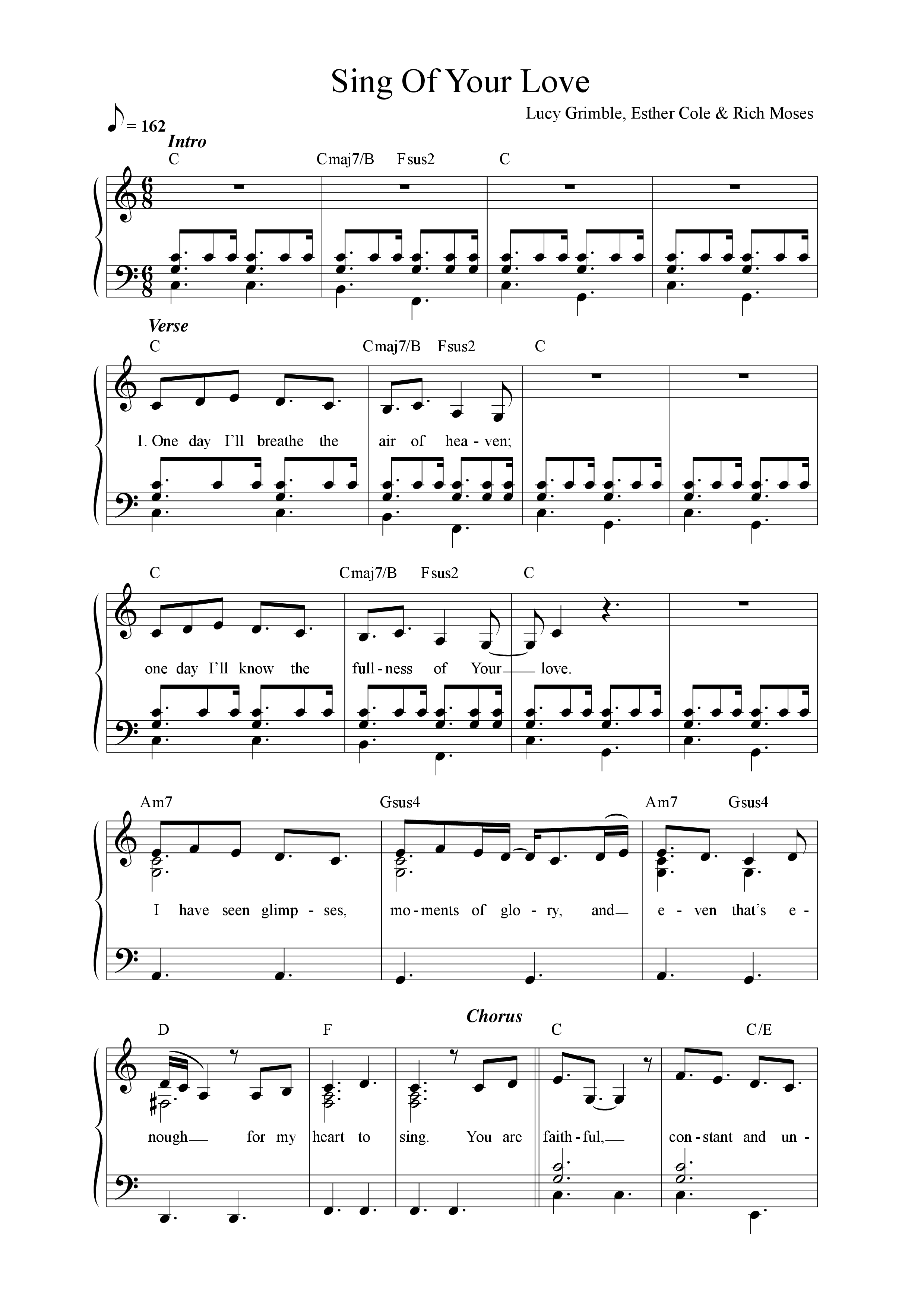 Sing Of Your Love (Live) Lead Sheet Melody (Lucy Grimble / Richard Moses / Esther Cole)
