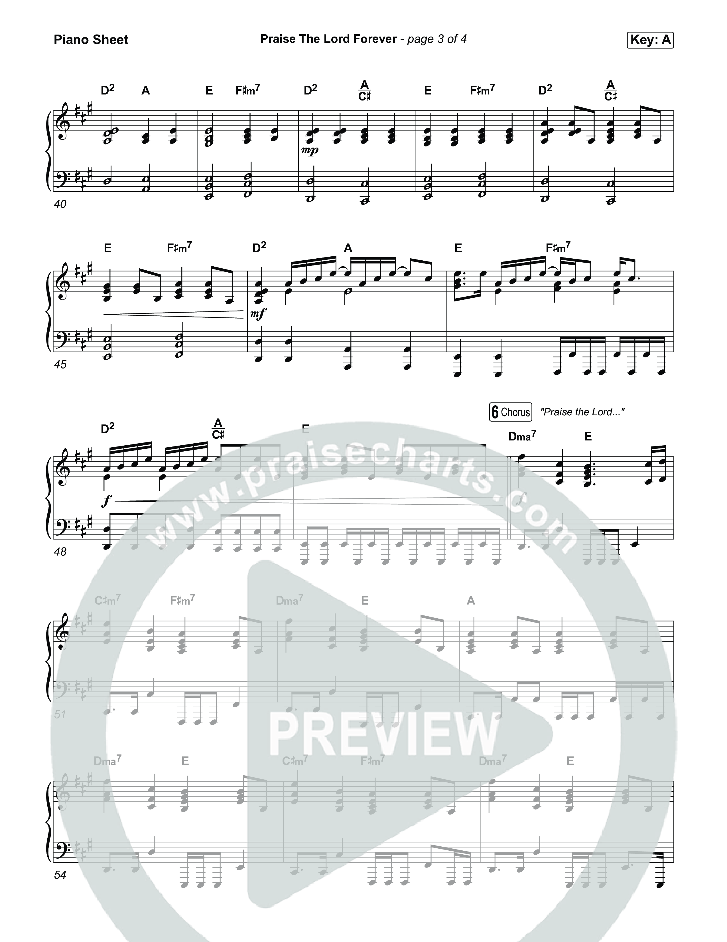 Praise The Lord Forever Piano Sheet (Pat Barrett)