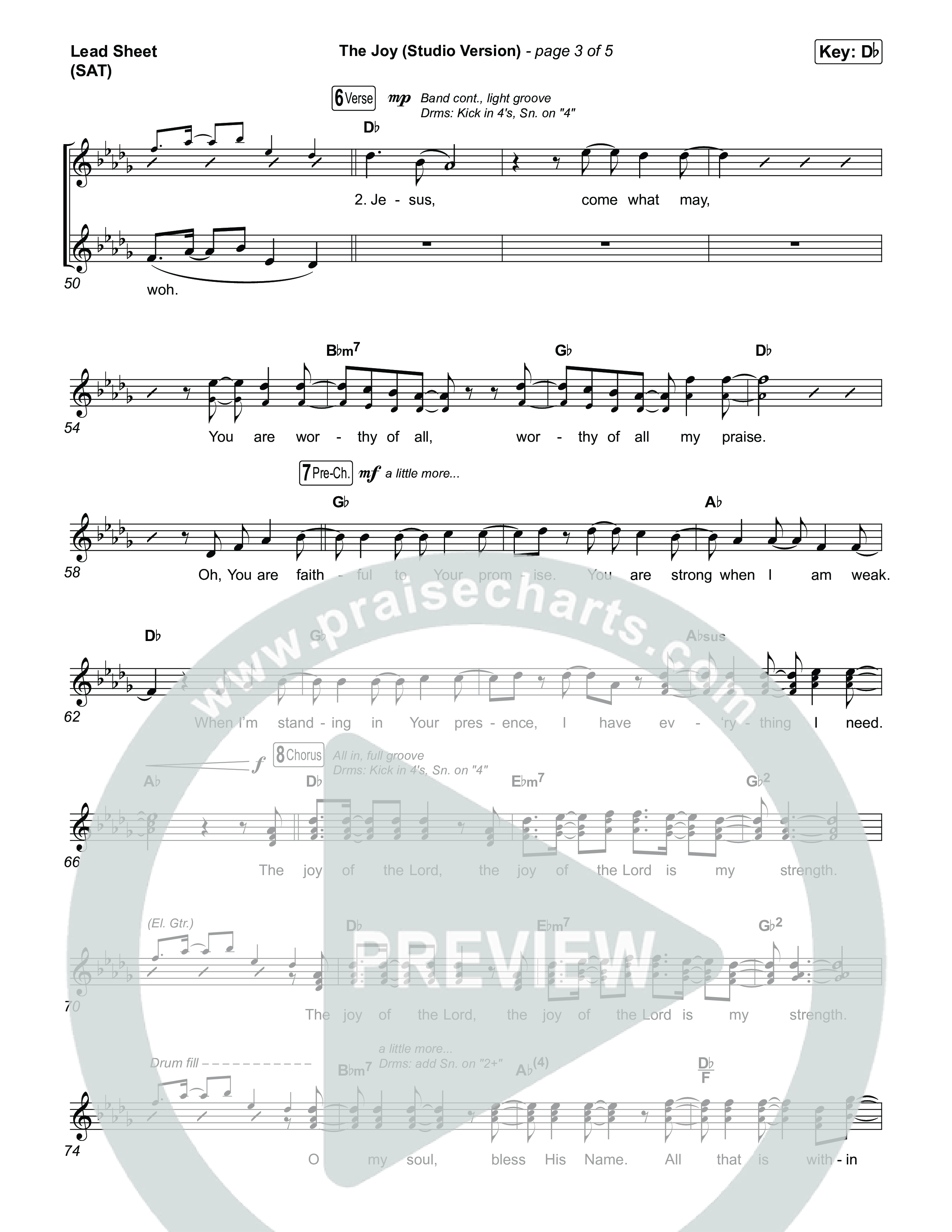 The Joy (Studio) Lead Sheet (SAT) (The Belonging Co / David Dennis / Shantrice Laura / Andrew Holt)