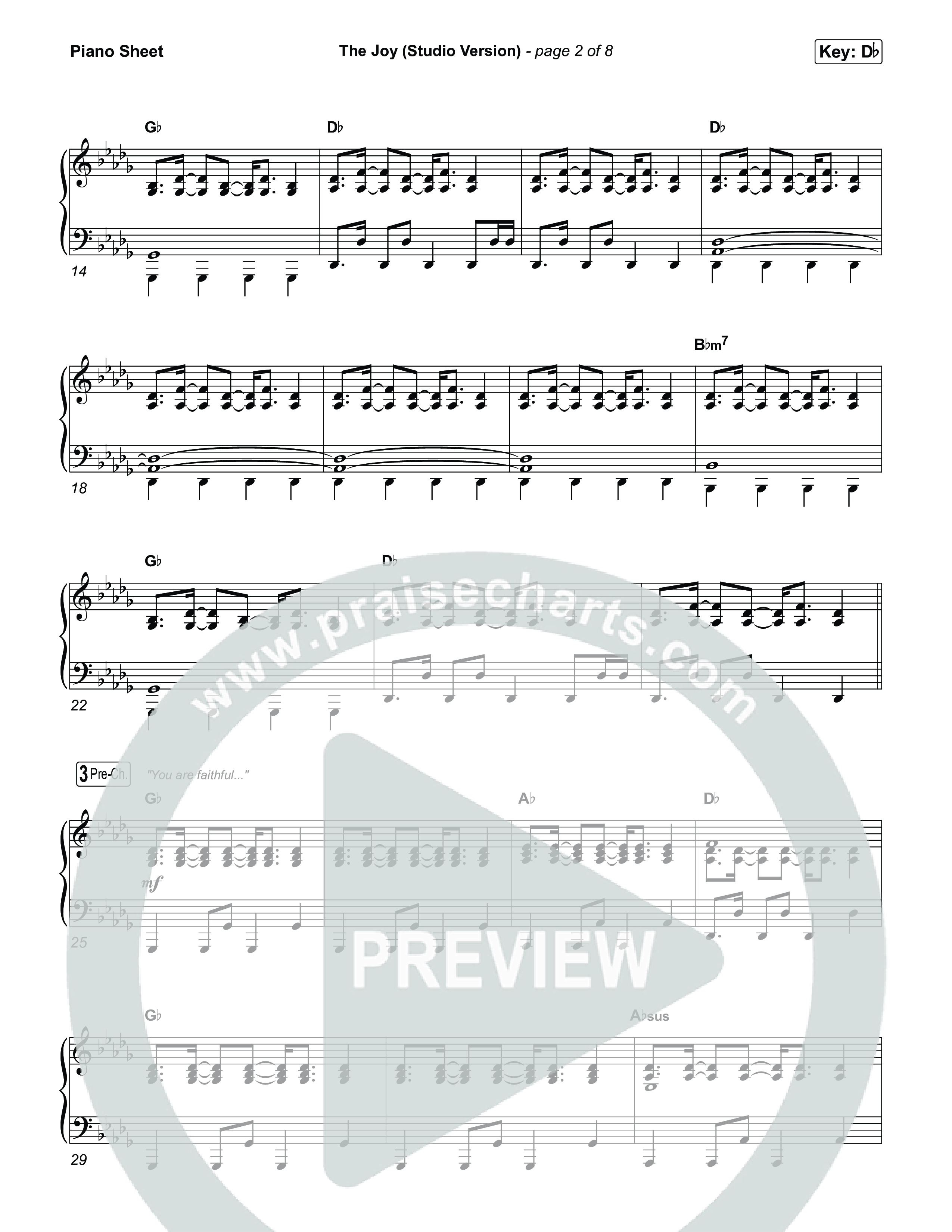 The Joy (Studio) Piano Sheet (The Belonging Co / David Dennis / Shantrice Laura / Andrew Holt)