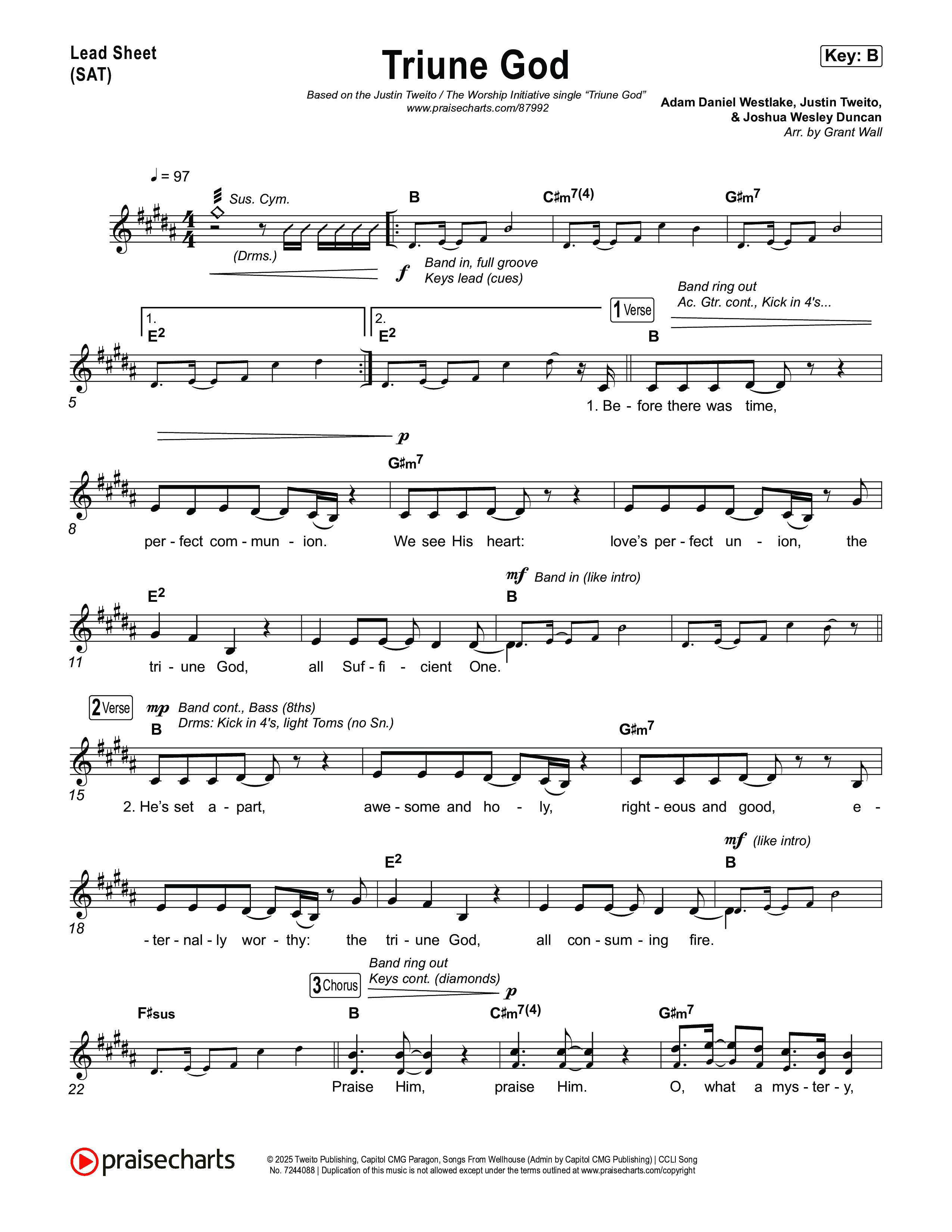 Triune God Lead Sheet (SAT) (Justin Tweito / Josh Duncan / The Worship Initiative)