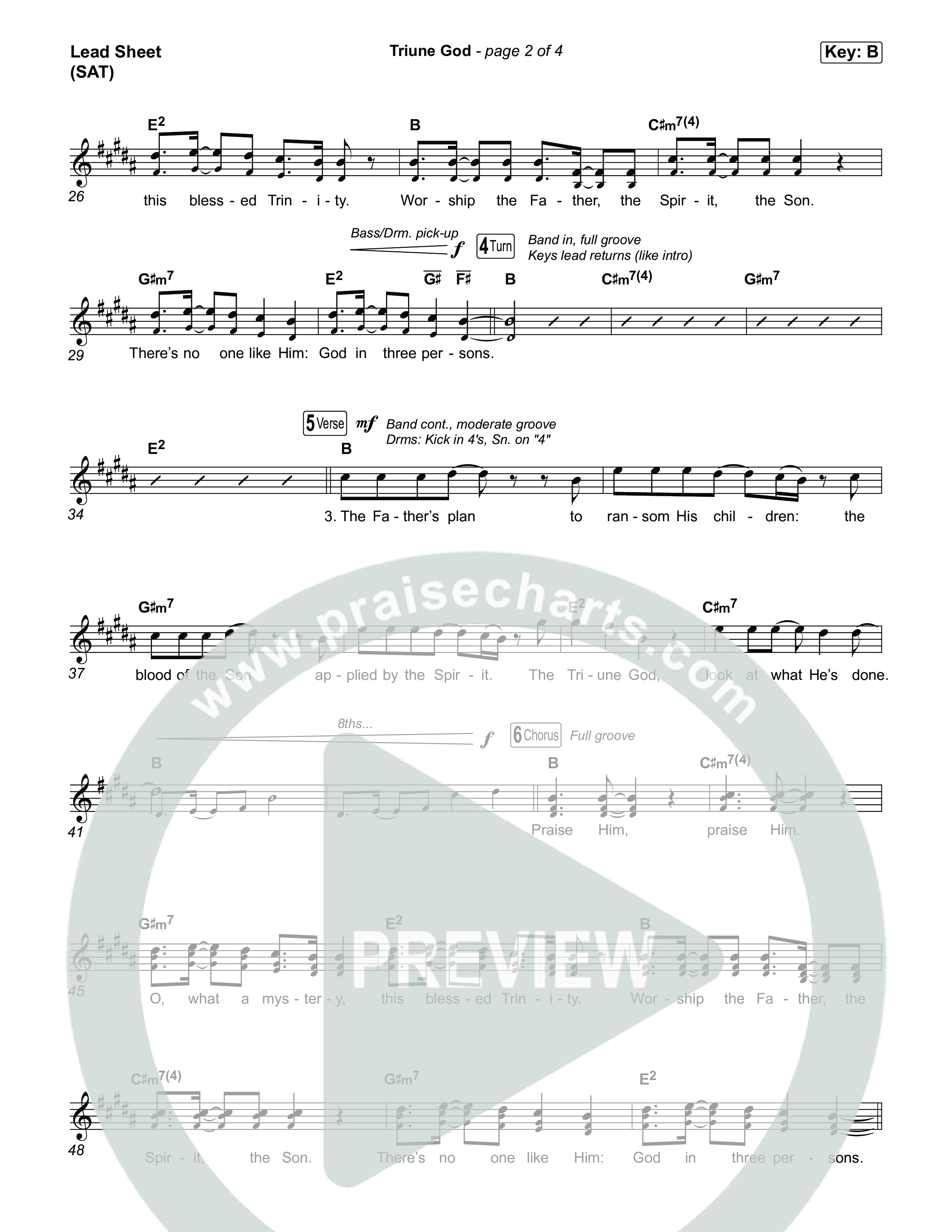 Triune God Lead Sheet (SAT) (Justin Tweito / Josh Duncan / The Worship Initiative)