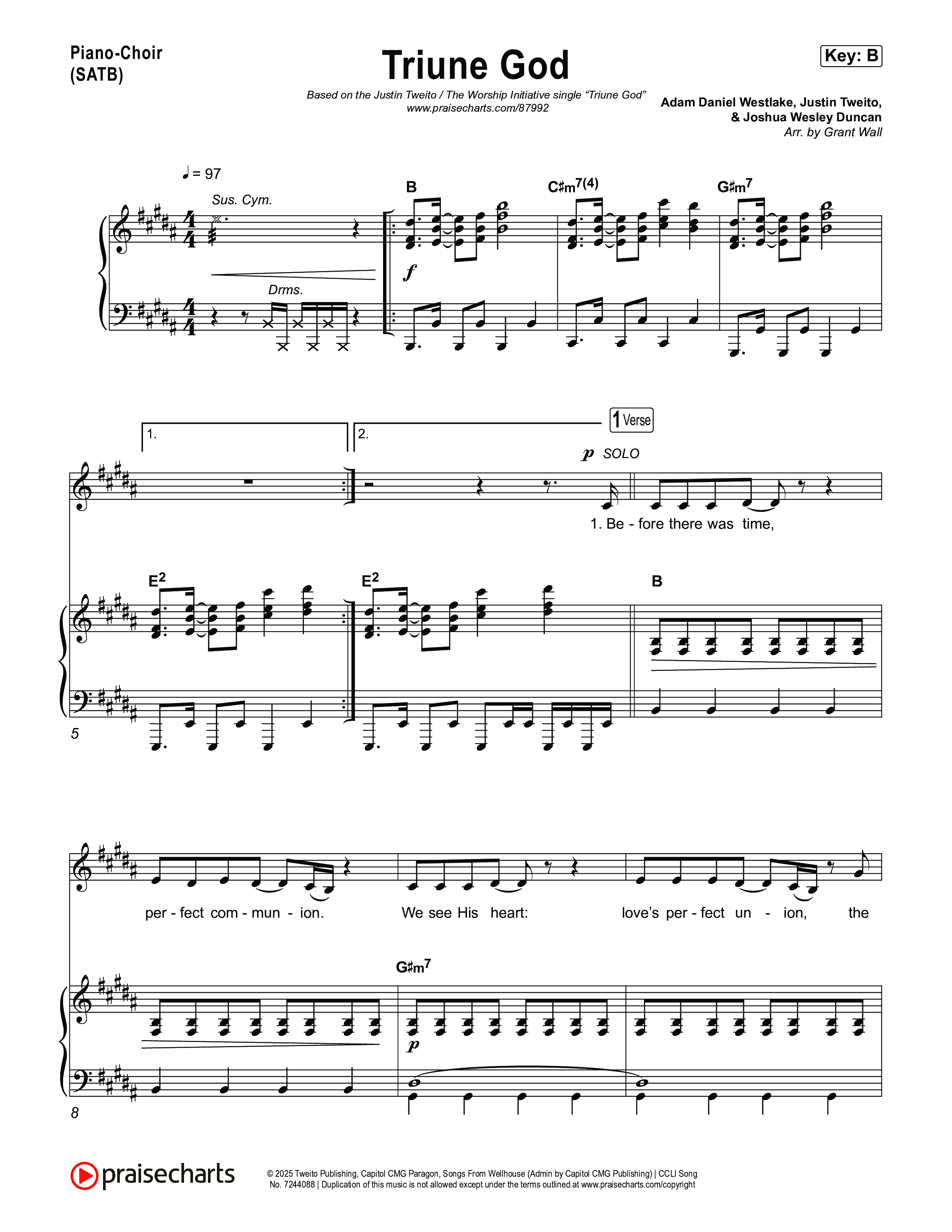 Triune God Piano/Vocal Pack (Justin Tweito / Josh Duncan / The Worship Initiative)