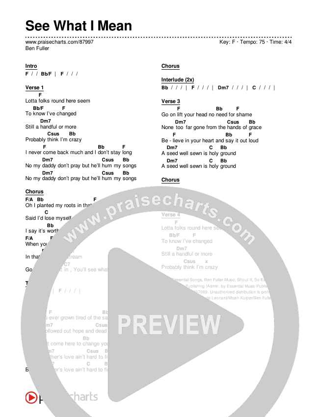 See What I Mean Chords & Lyrics (Ben Fuller)