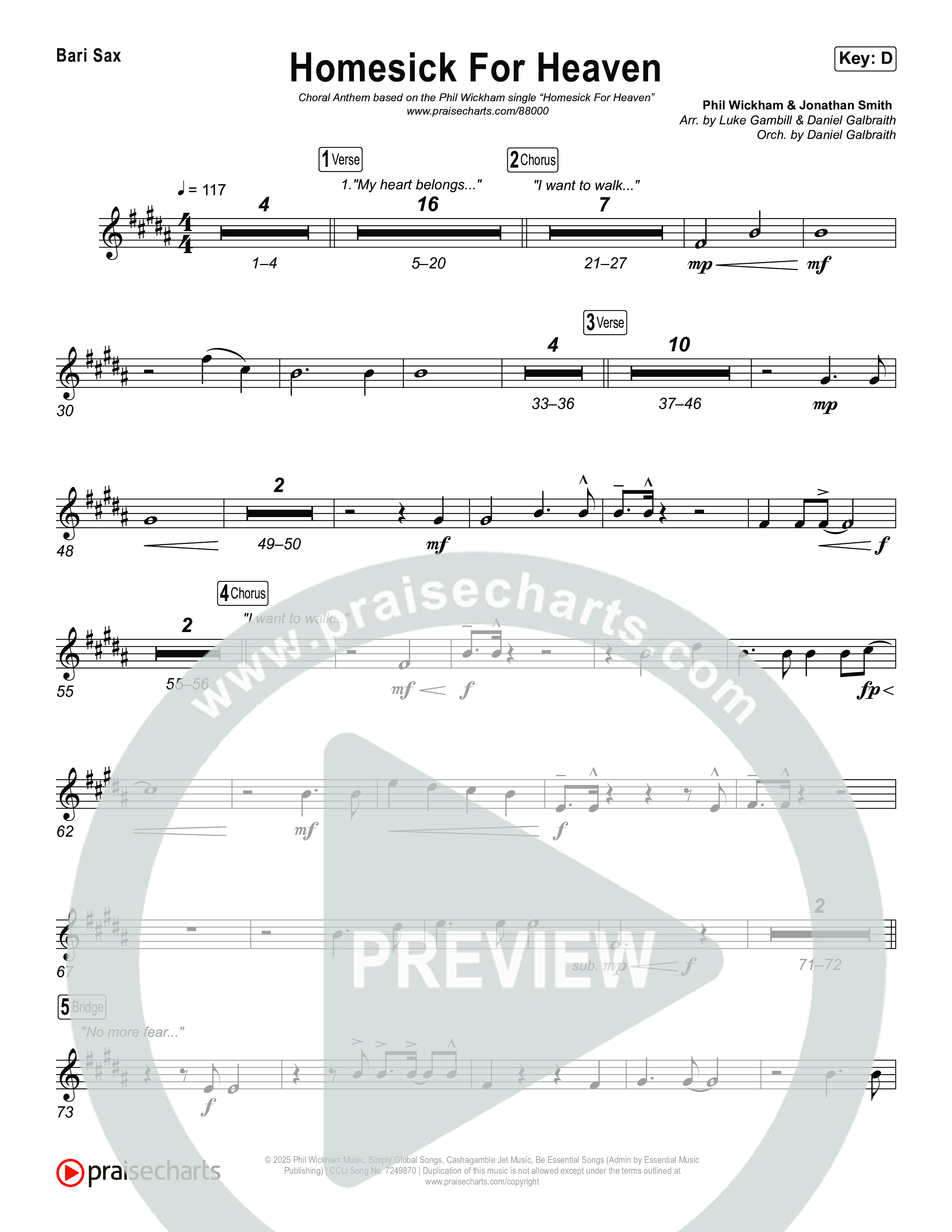 Homesick For Heaven (Choral Anthem SATB) Bari Sax (Phil Wickham / Arr. Luke Gambill)
