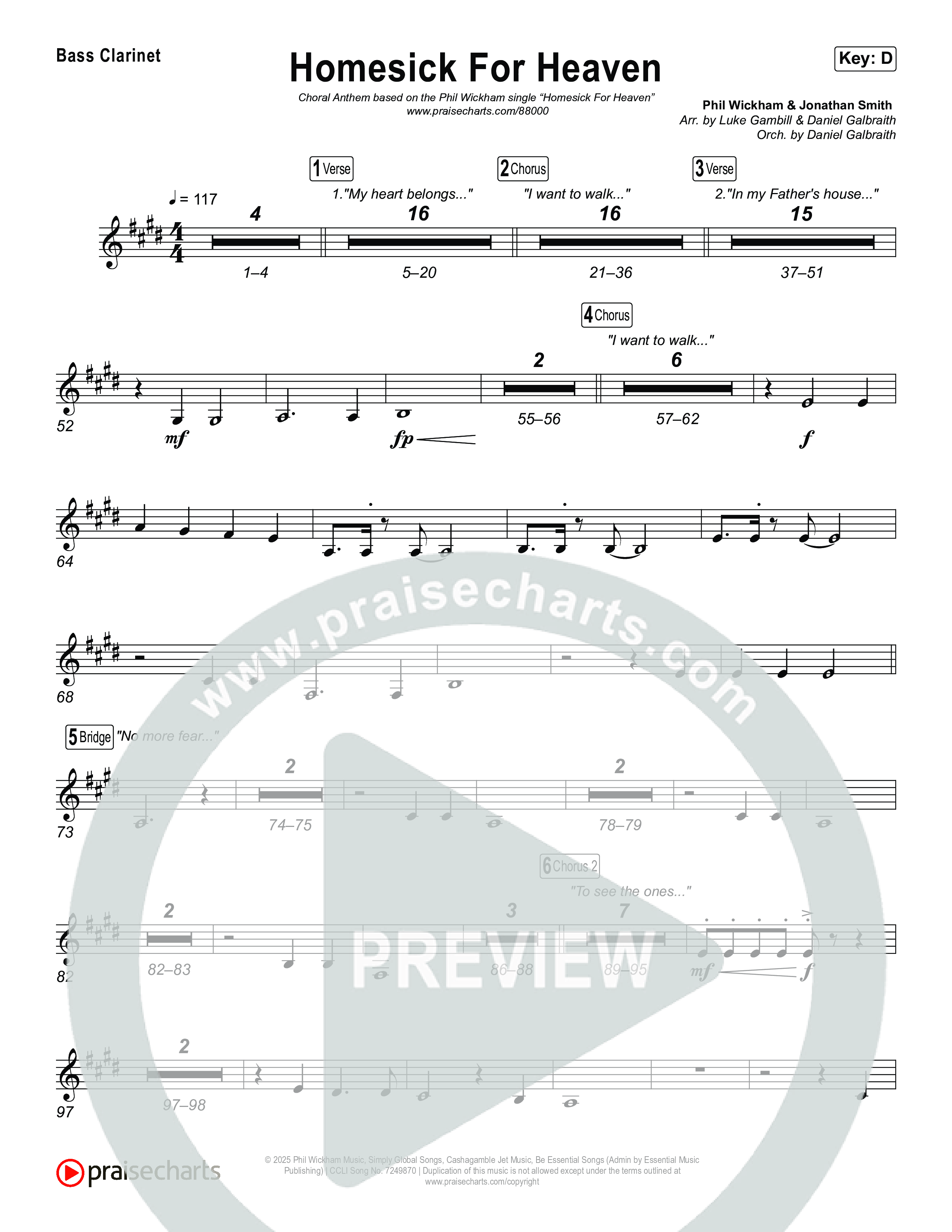 Homesick For Heaven (Choral Anthem SATB) Bass Clarinet (Phil Wickham / Arr. Luke Gambill)