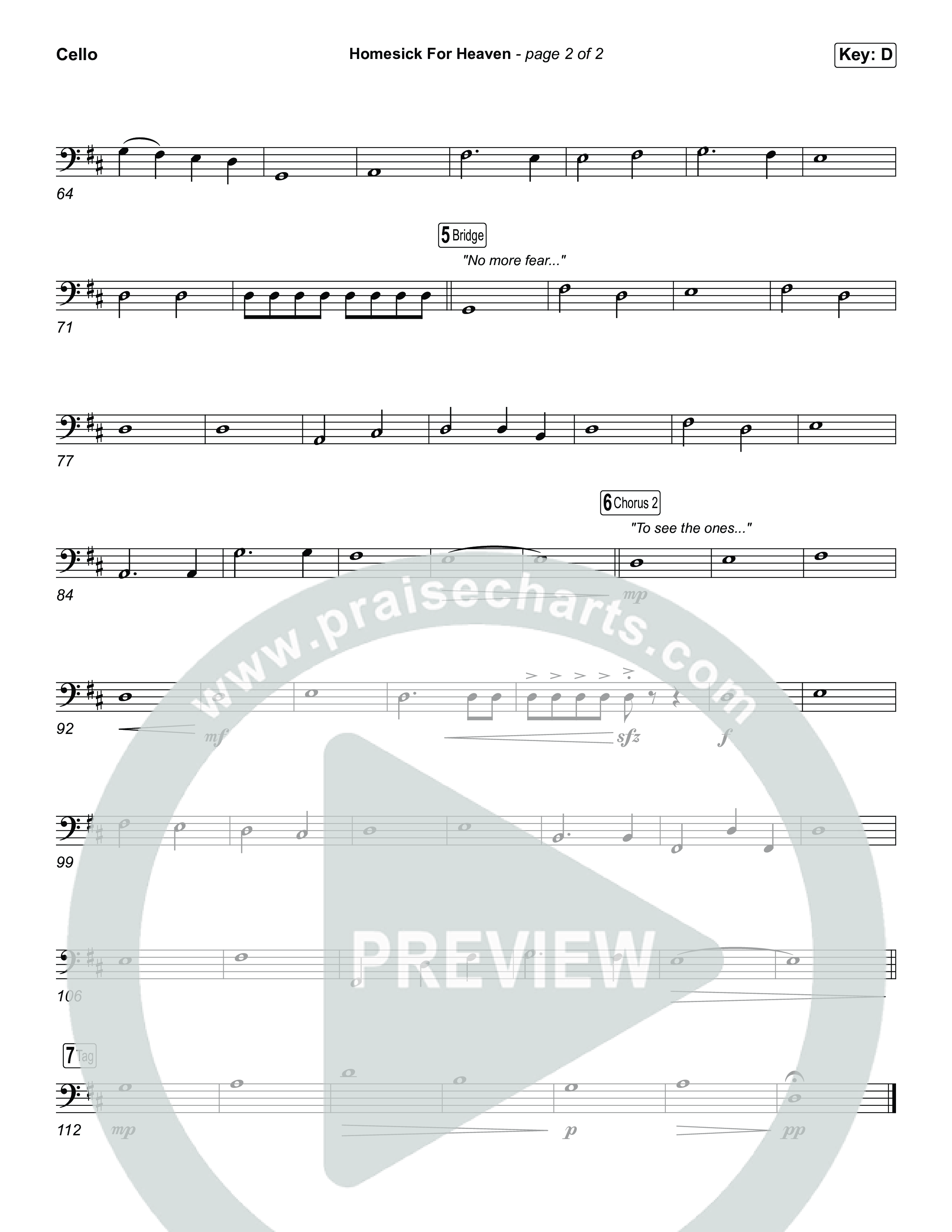 Homesick For Heaven (Choral Anthem SATB) Cello (Phil Wickham / Arr. Luke Gambill)