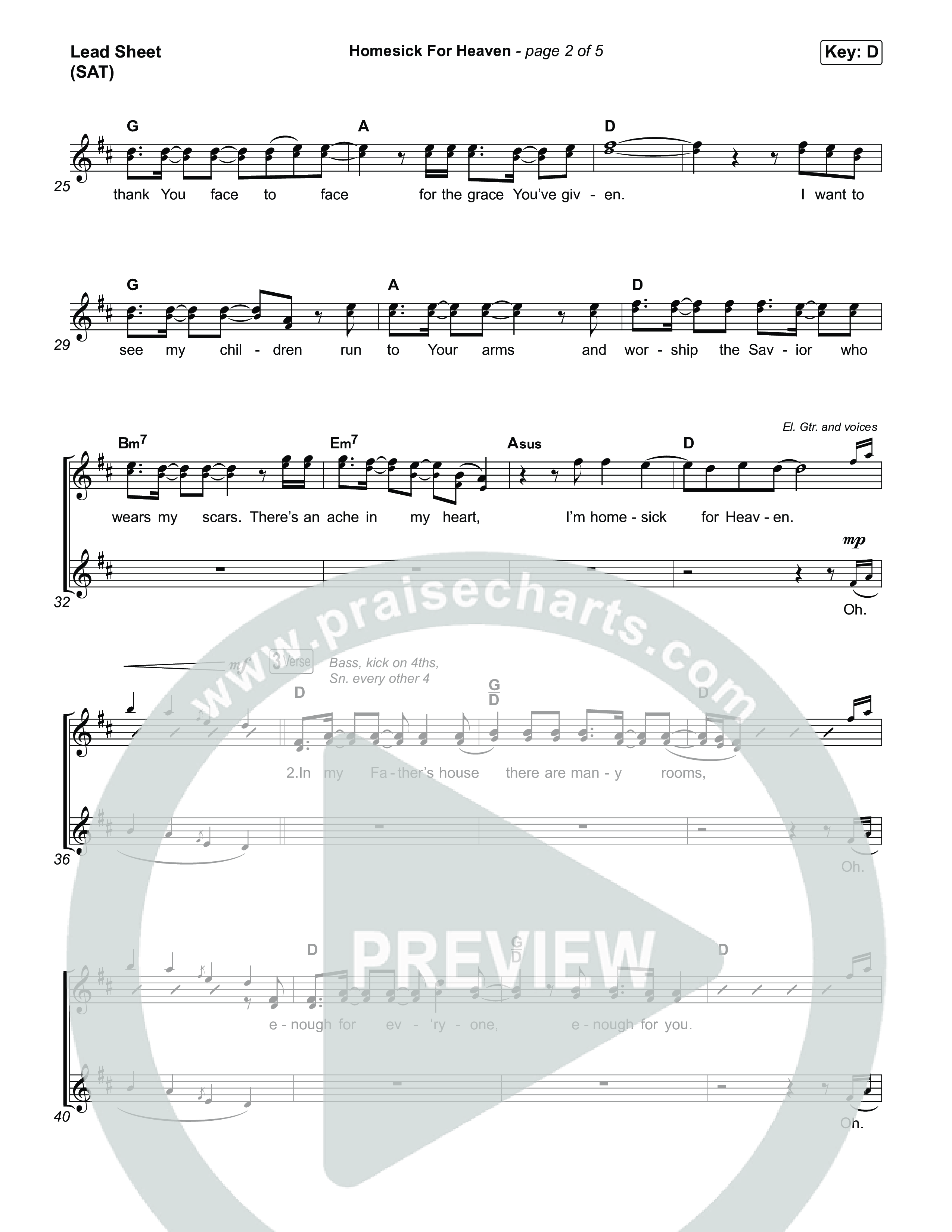 Homesick For Heaven (Choral Anthem SATB) Lead Sheet (SAT) (Phil Wickham / Arr. Luke Gambill)