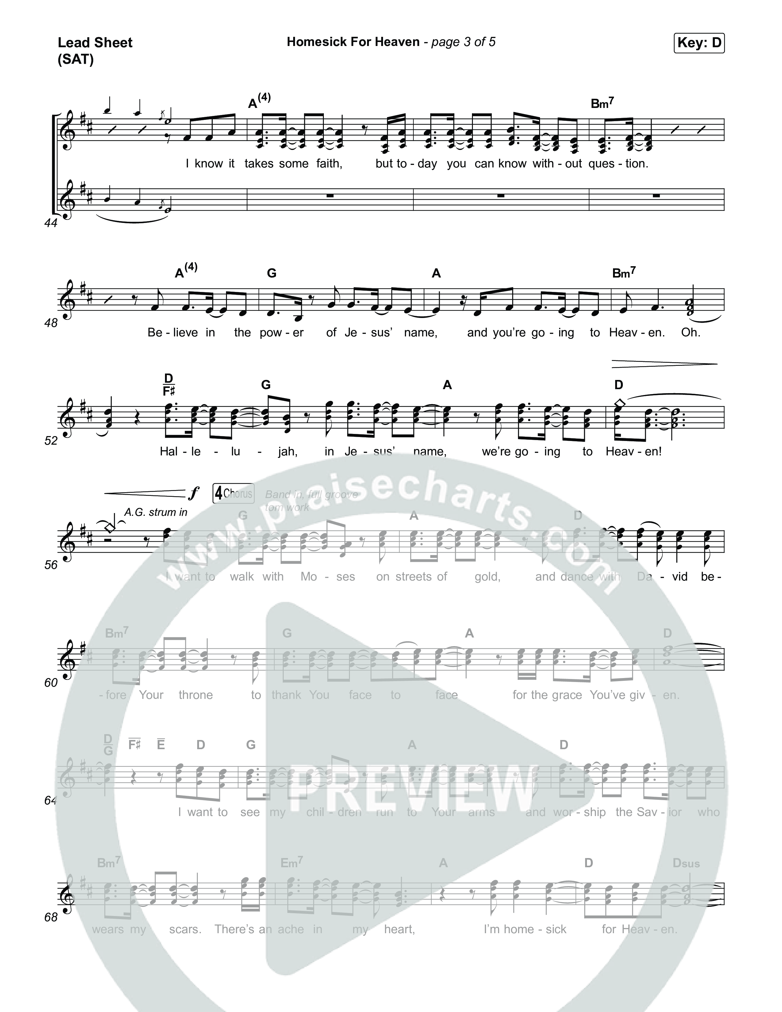Homesick For Heaven (Choral Anthem SATB) Lead Sheet (SAT) (Phil Wickham / Arr. Luke Gambill)