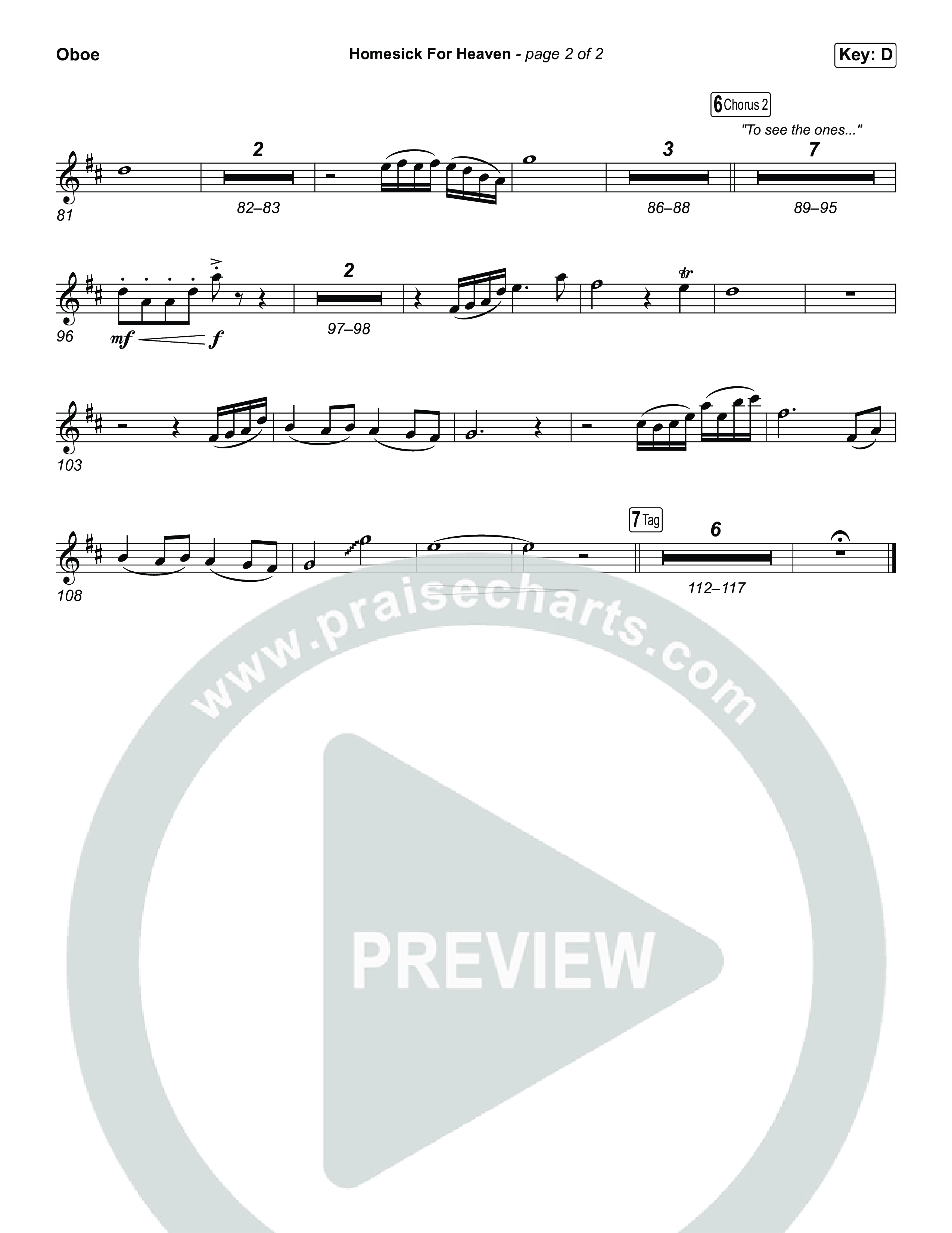 Homesick For Heaven (Choral Anthem SATB) Oboe (Phil Wickham / Arr. Luke Gambill)