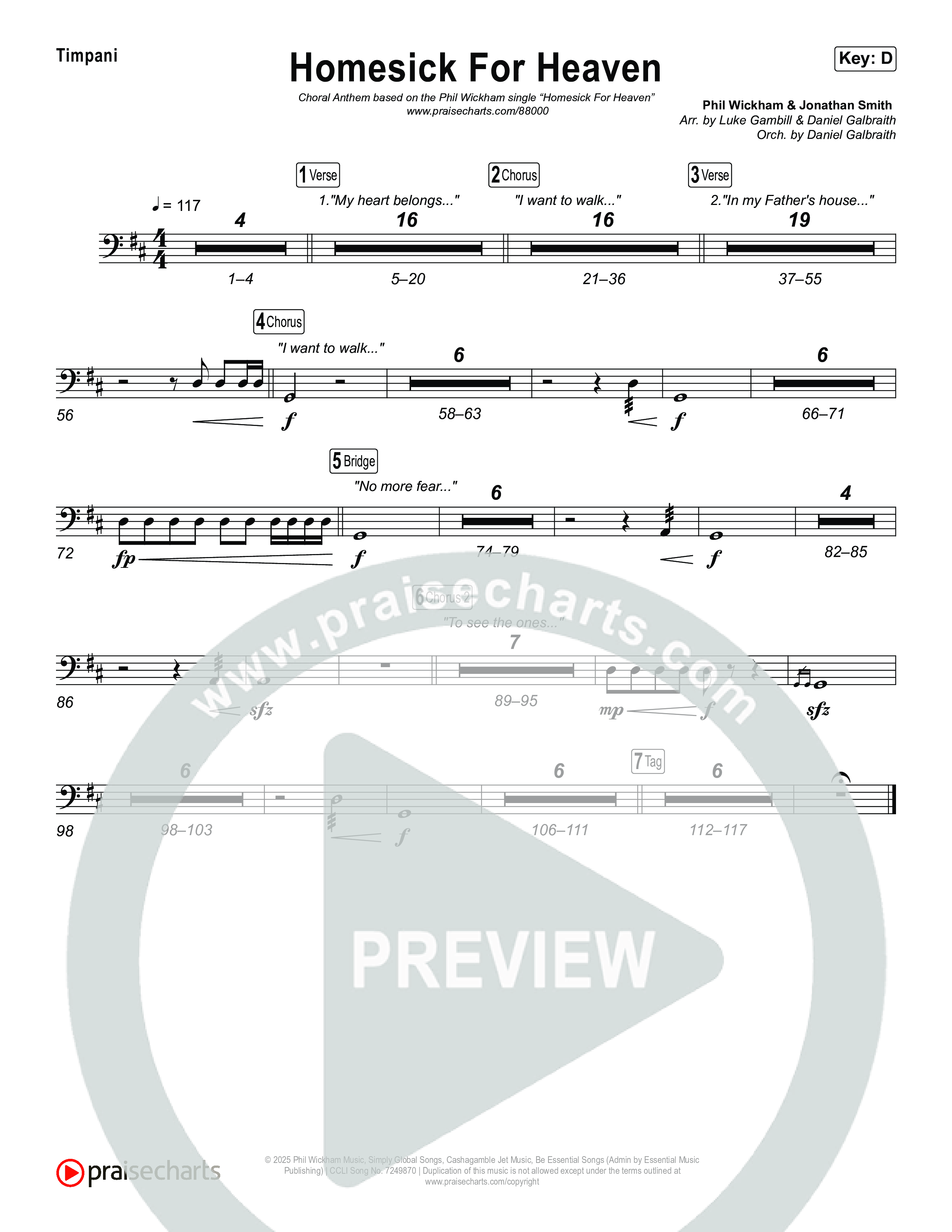 Homesick For Heaven (Choral Anthem SATB) Timpani (Phil Wickham / Arr. Luke Gambill)
