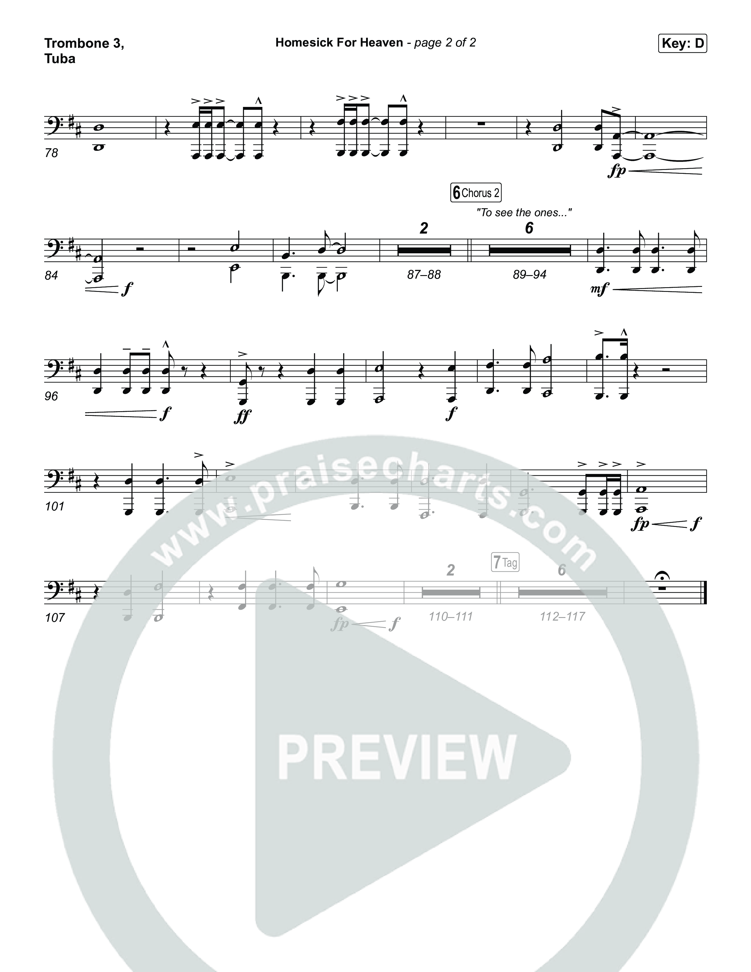 Homesick For Heaven (Choral Anthem SATB) Trombone 3/Tuba (Phil Wickham / Arr. Luke Gambill)