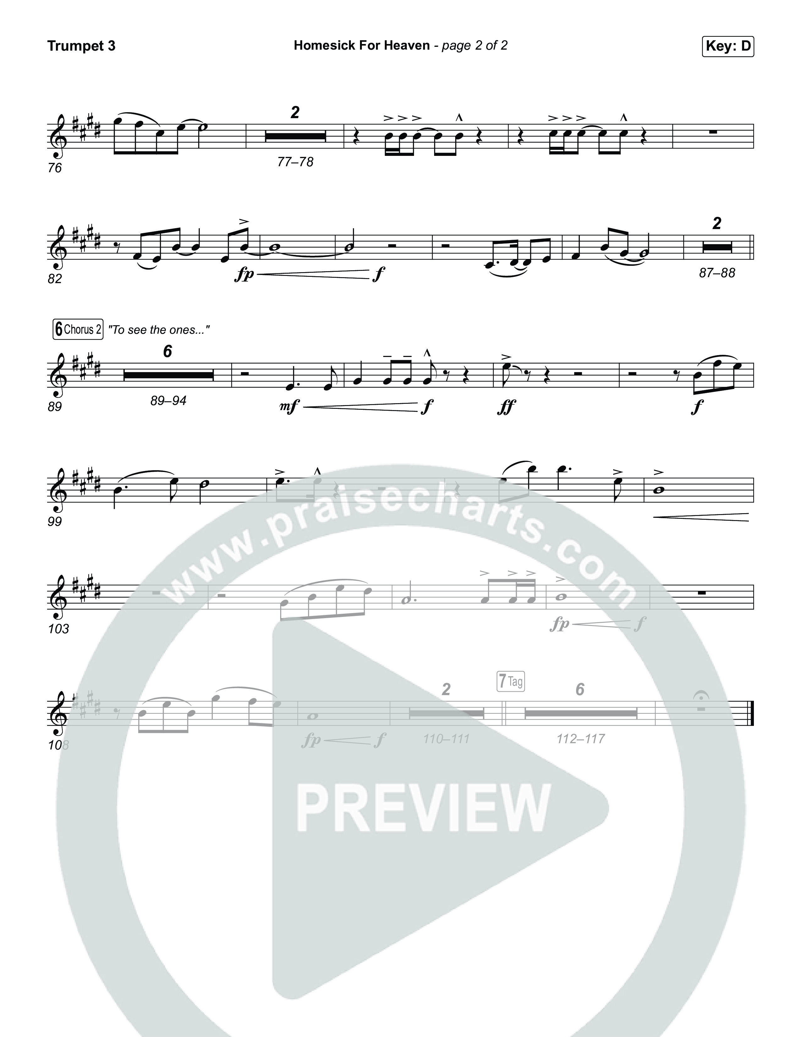 Homesick For Heaven (Choral Anthem SATB) Trumpet 3 (Phil Wickham / Arr. Luke Gambill)