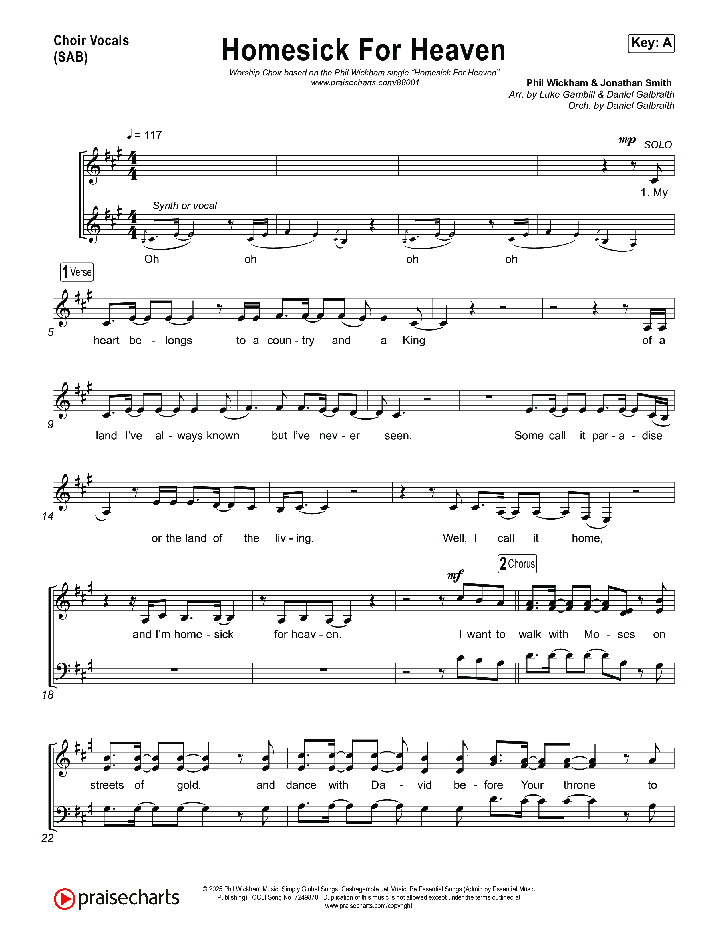 Homesick For Heaven (Worship Choir/SAB) Choir Sheet (SAB) (Phil Wickham / Arr. Luke Gambill)