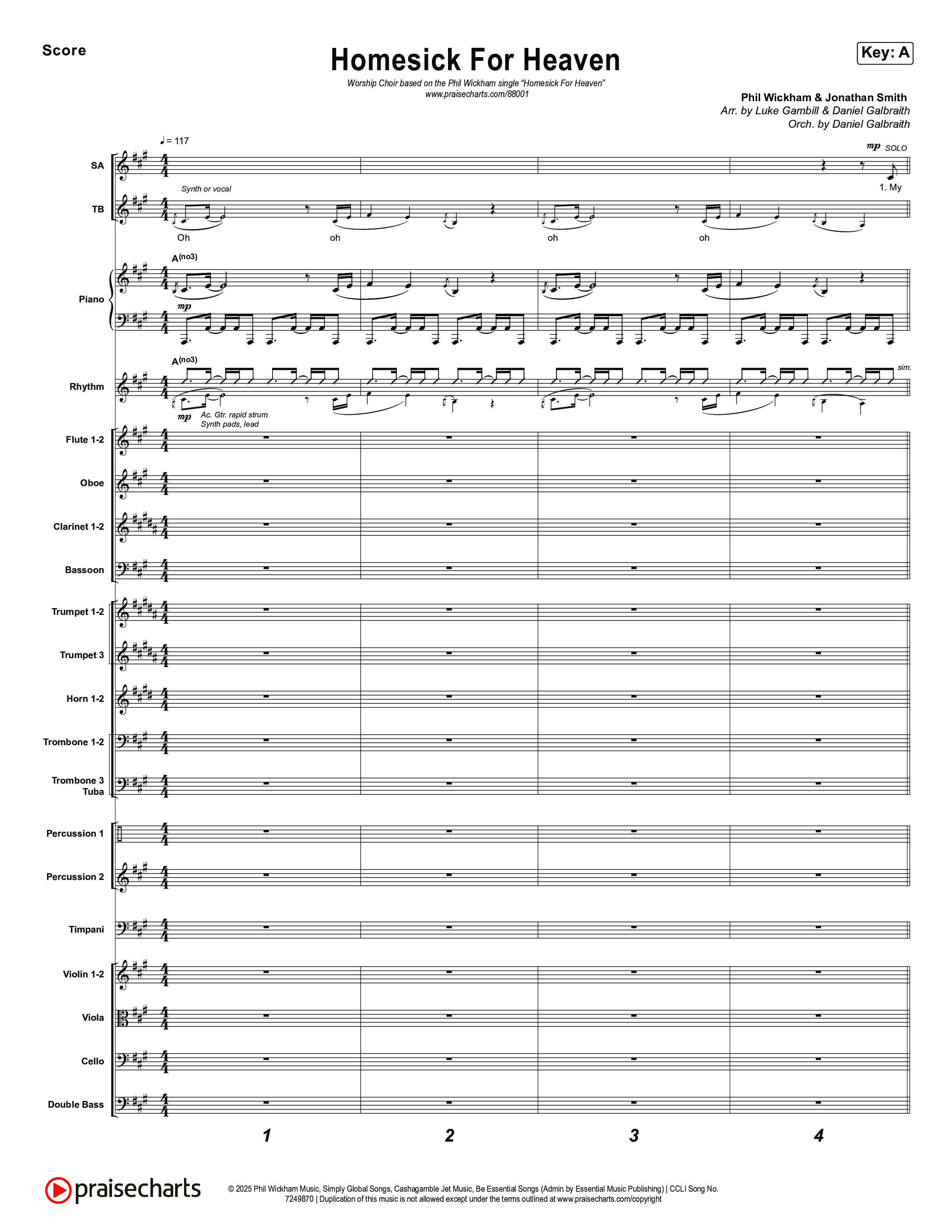 Homesick For Heaven (Worship Choir/SAB) Conductor's Score (Phil Wickham / Arr. Luke Gambill)