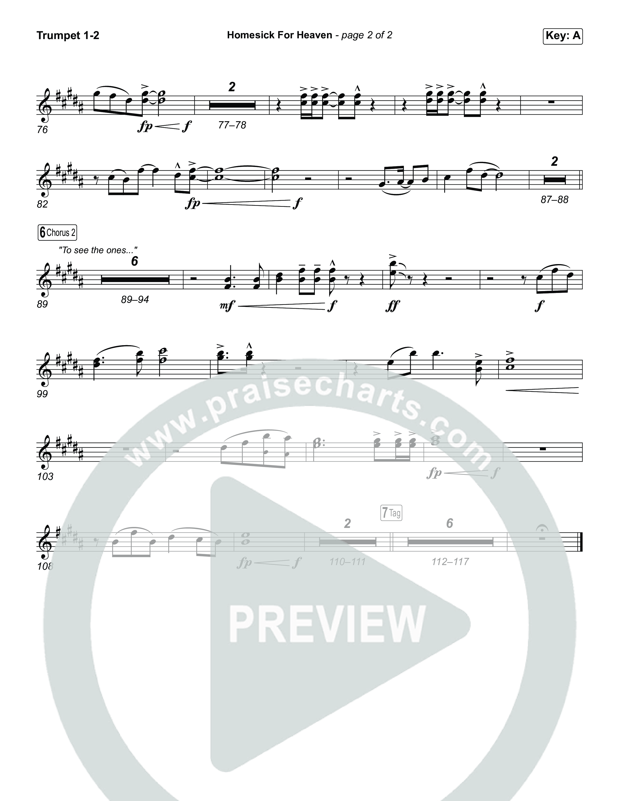 Homesick For Heaven (Worship Choir/SAB) Trumpet 1,2 (Phil Wickham / Arr. Luke Gambill)