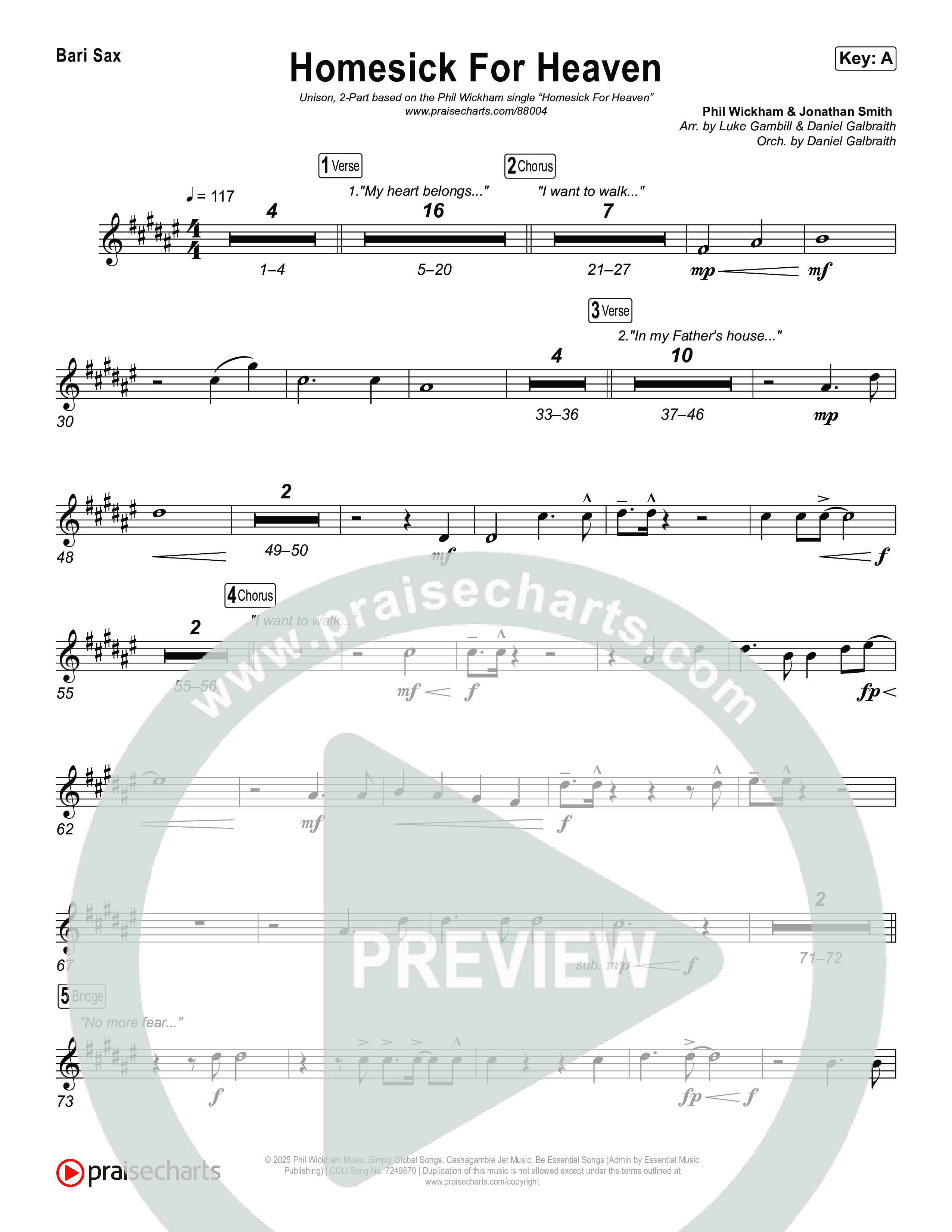 Homesick For Heaven (Unison/2-Part) Bari Sax (Phil Wickham / Arr. Luke Gambill)