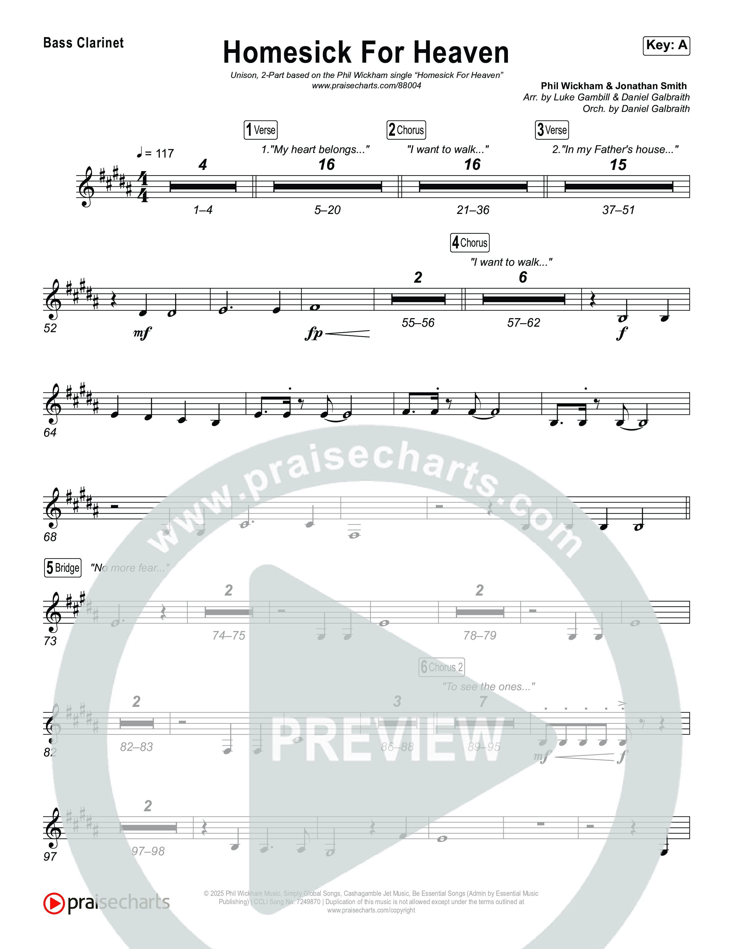 Homesick For Heaven (Unison/2-Part) Bass Clarinet (Phil Wickham / Arr. Luke Gambill)