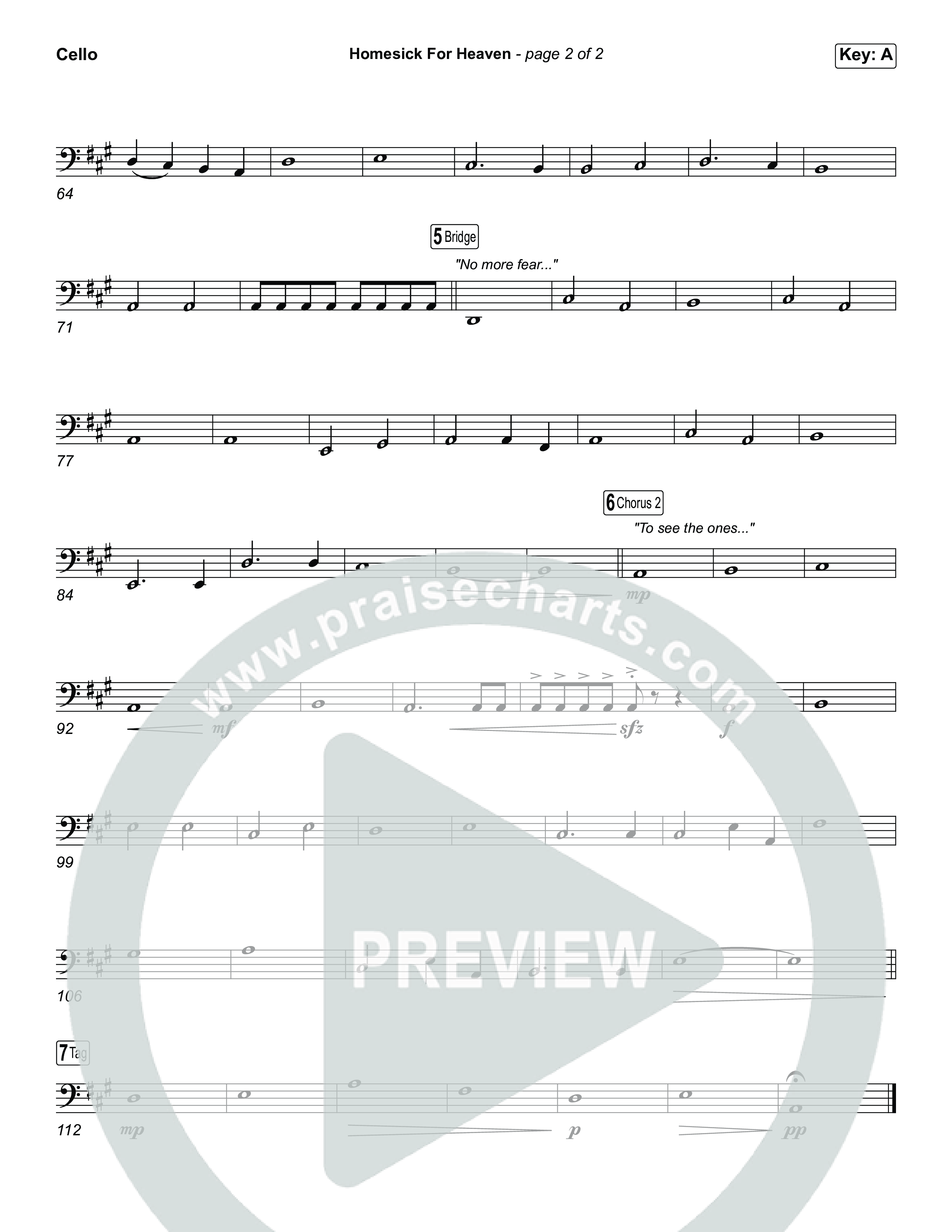 Homesick For Heaven (Unison/2-Part) Cello (Phil Wickham / Arr. Luke Gambill)