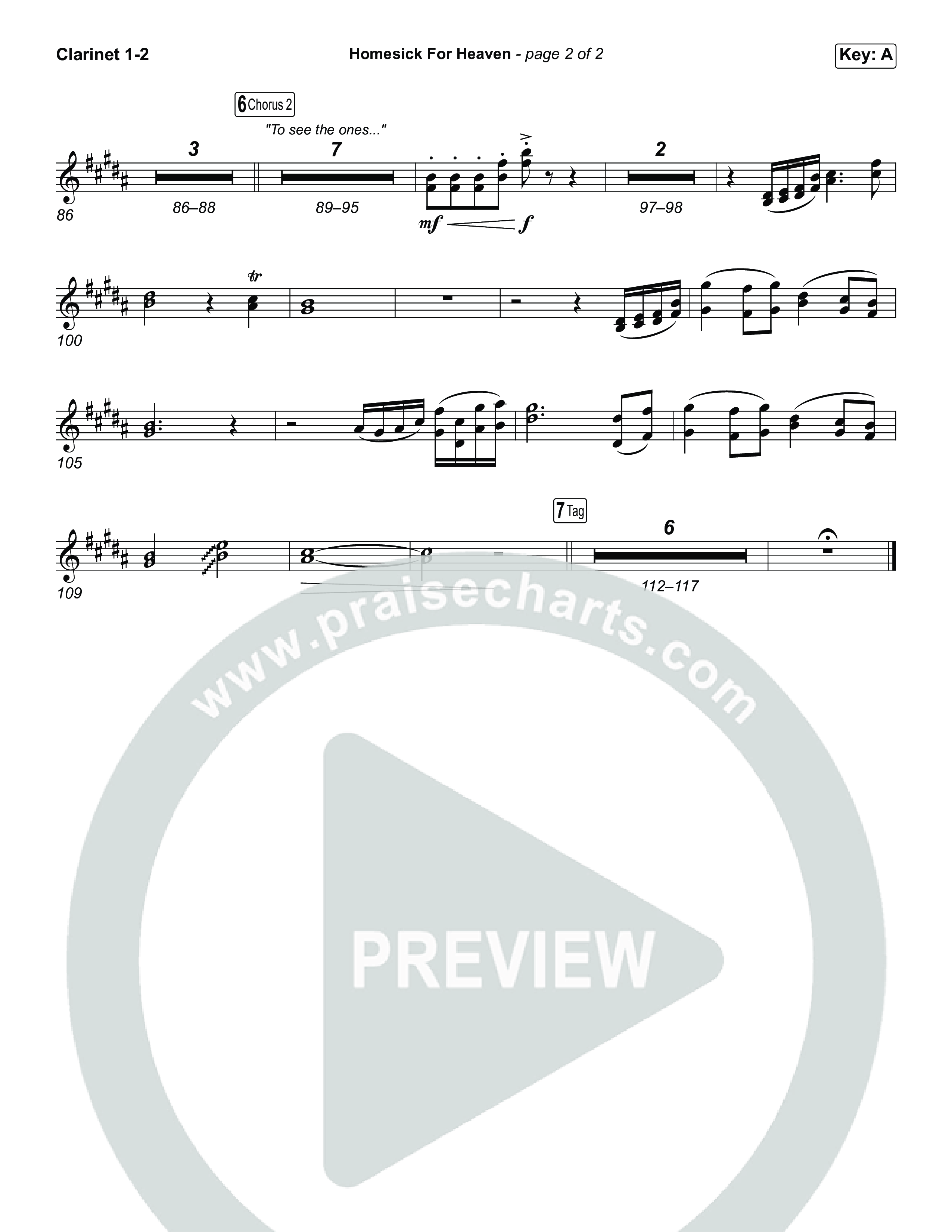 Homesick For Heaven (Unison/2-Part) Clarinet 1/2 (Phil Wickham / Arr. Luke Gambill)