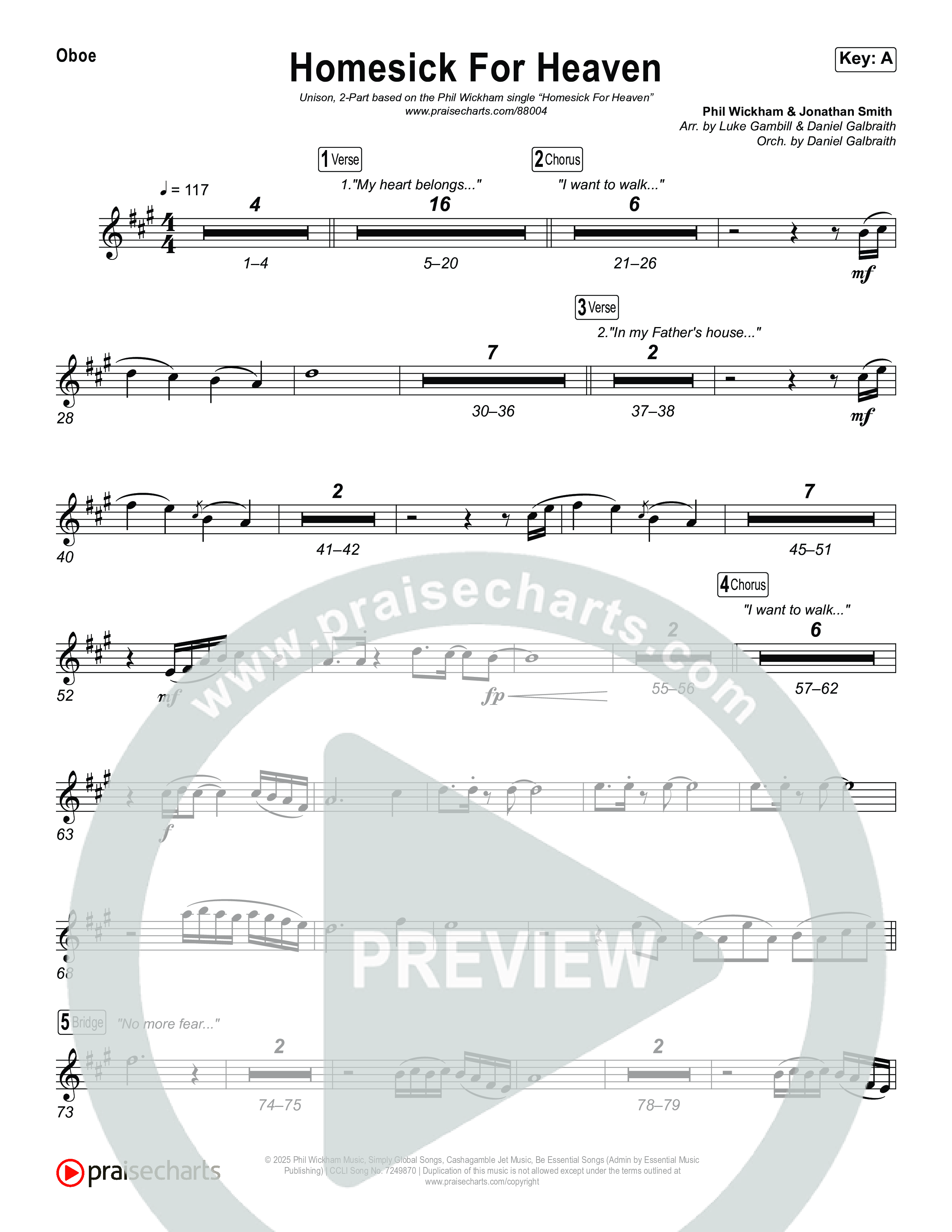 Homesick For Heaven (Unison/2-Part) Oboe (Phil Wickham / Arr. Luke Gambill)