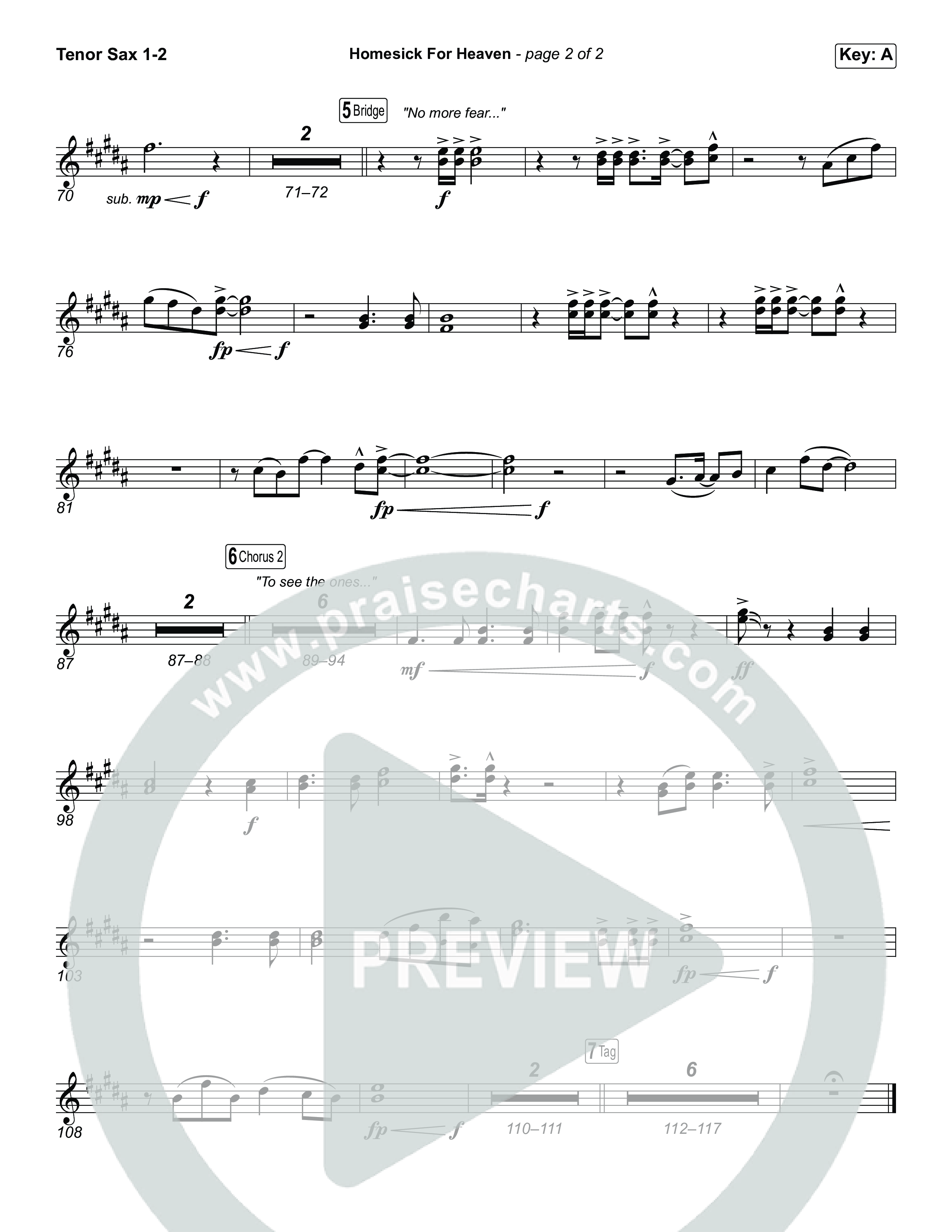 Homesick For Heaven (Unison/2-Part) Tenor Sax 1/2 (Phil Wickham / Arr. Luke Gambill)