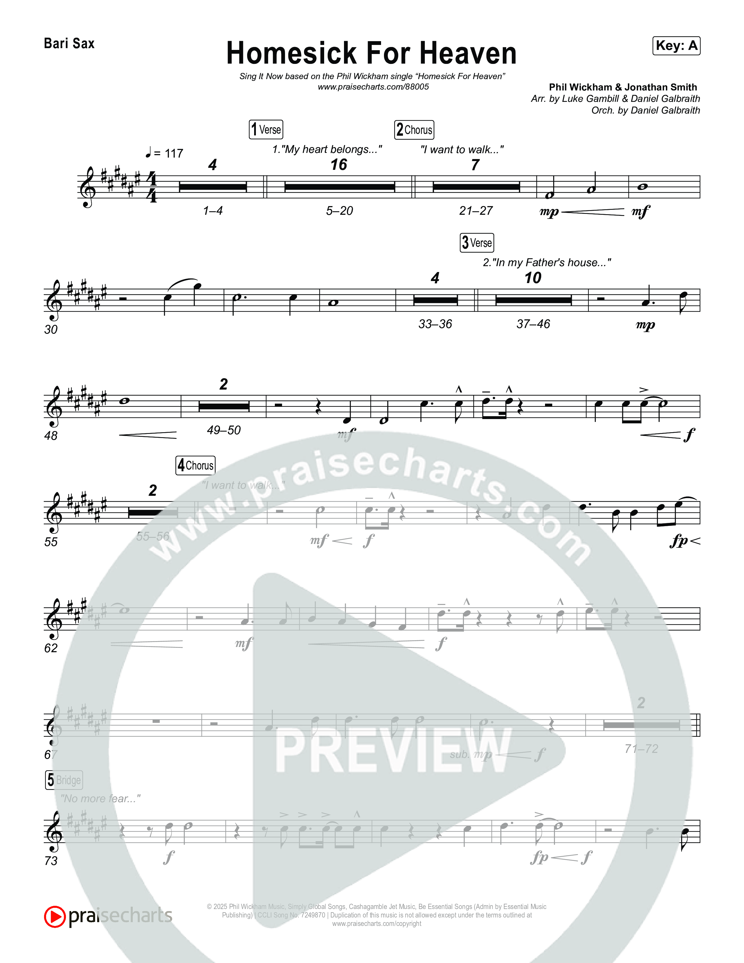 Homesick For Heaven (Sing It Now) Bari Sax (Phil Wickham / Arr. Luke Gambill)