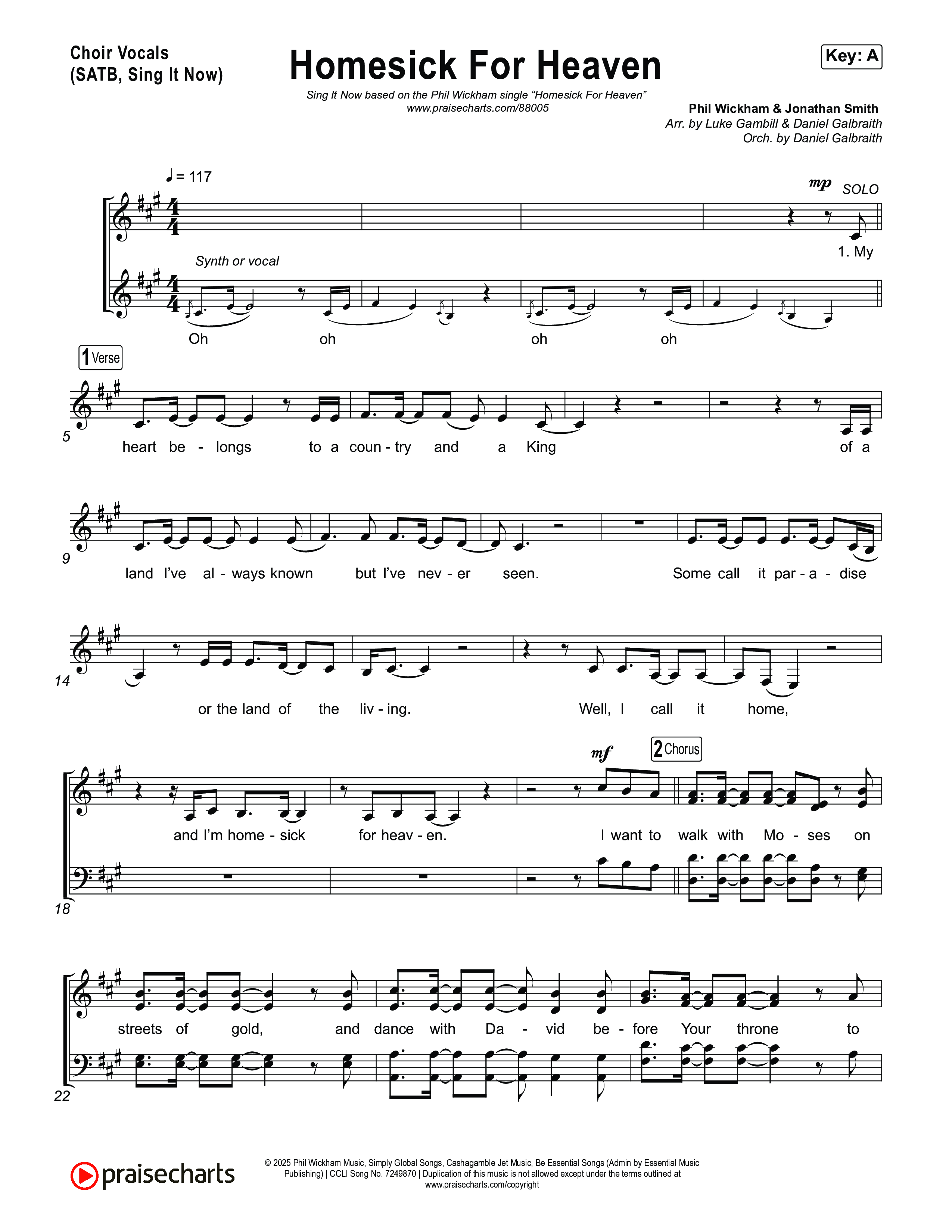 Homesick For Heaven (Sing It Now) Choir Sheet (SATB) (Phil Wickham / Arr. Luke Gambill)