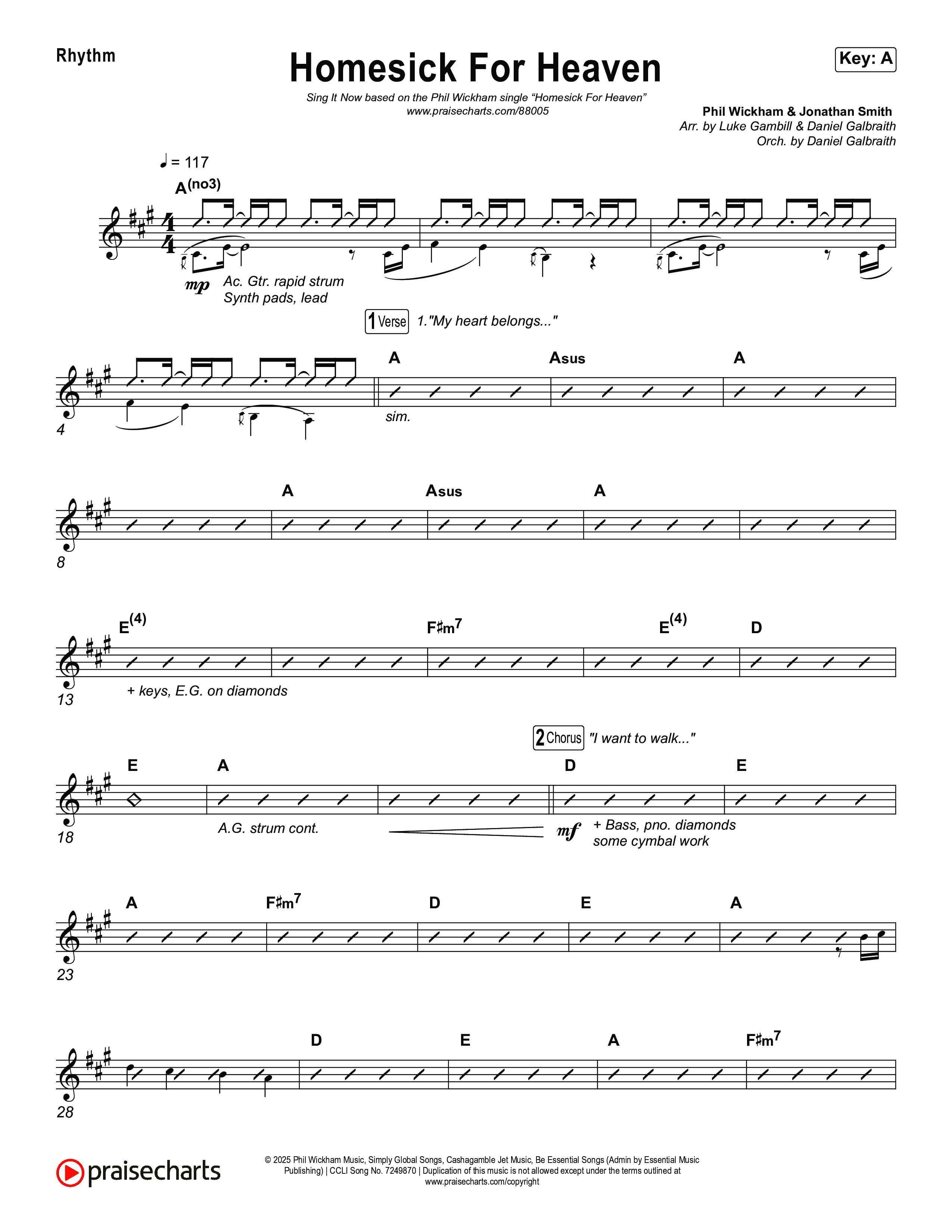 Homesick For Heaven (Sing It Now) Rhythm Chart (Phil Wickham / Arr. Luke Gambill)