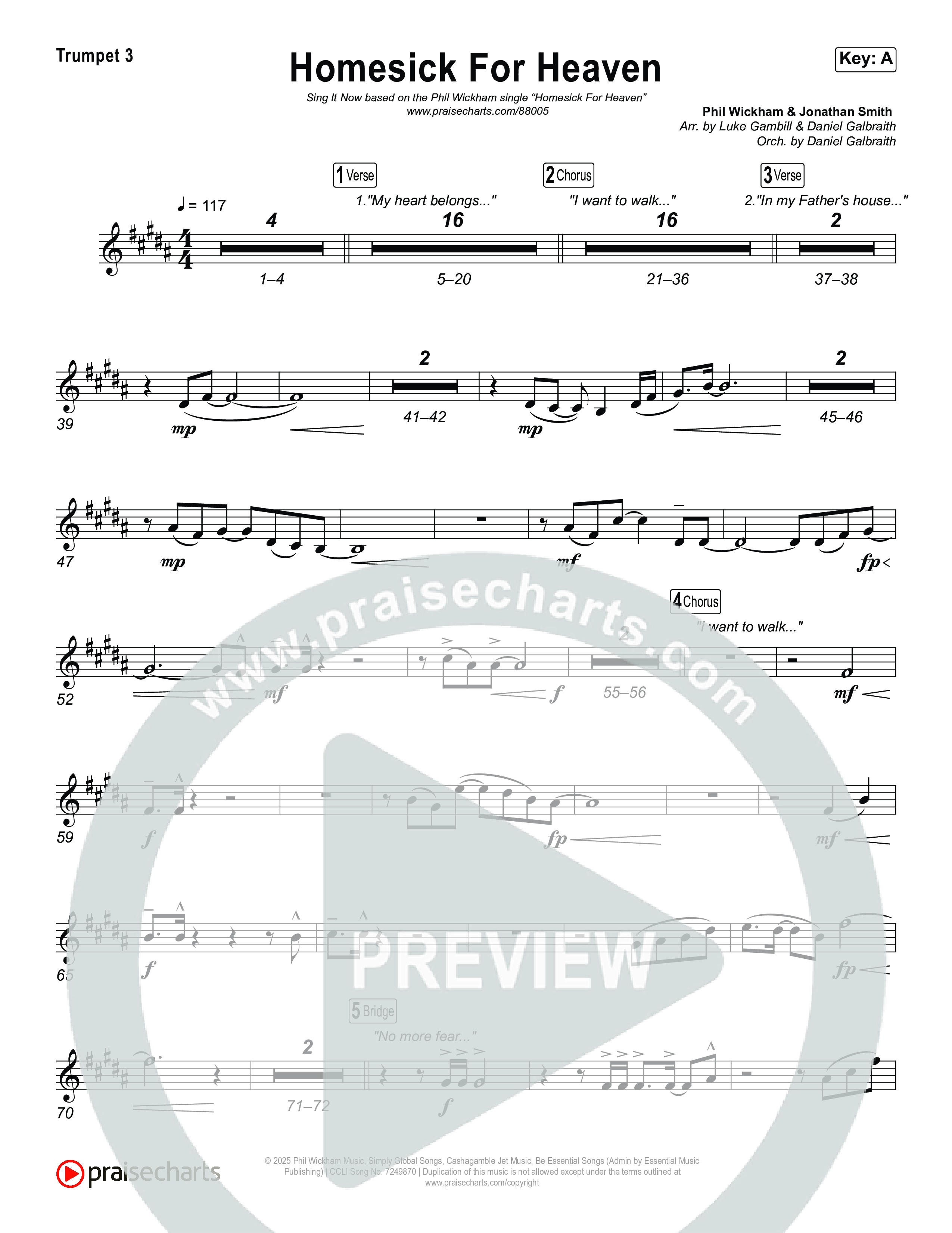 Homesick For Heaven (Sing It Now) Trumpet 3 (Phil Wickham / Arr. Luke Gambill)